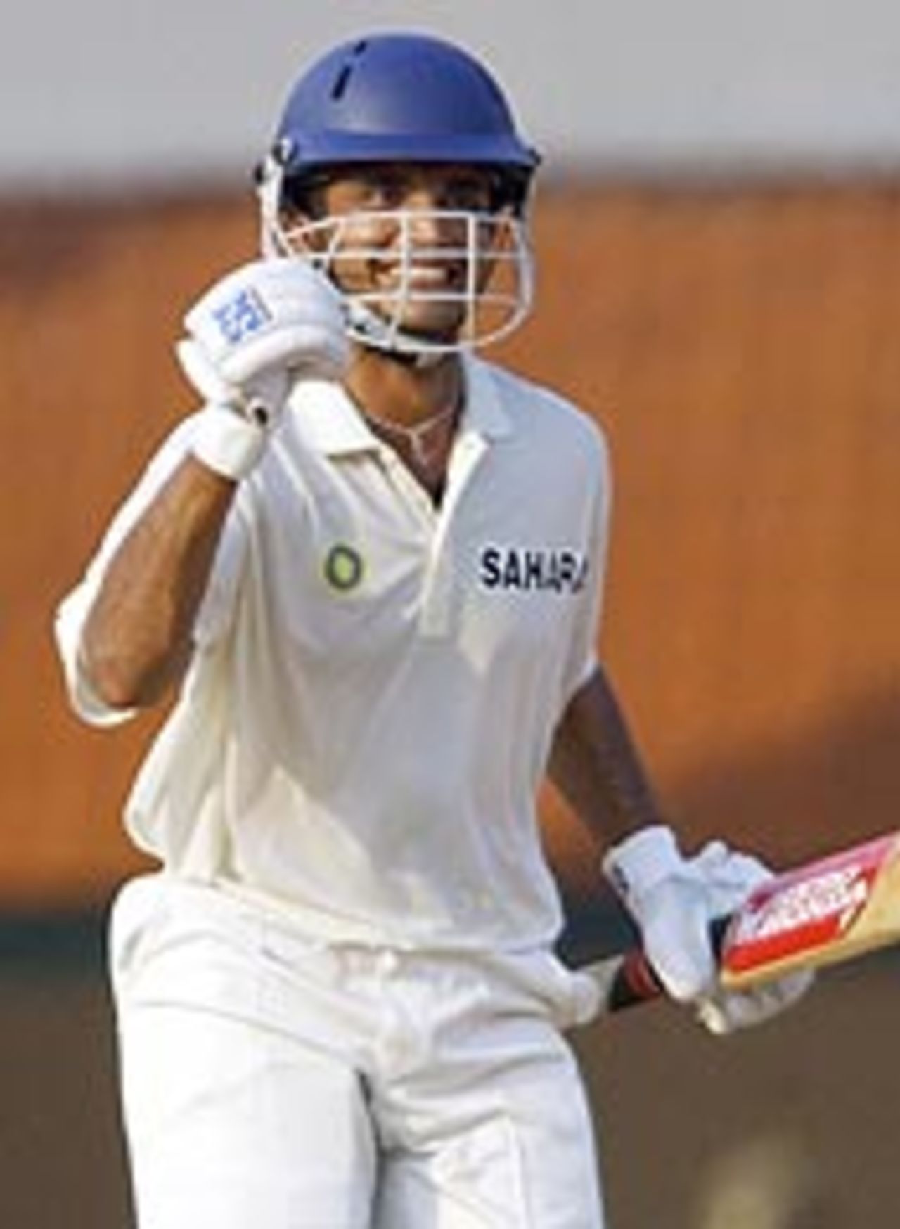 Sourav Ganguly celebrates after hitting the winning runs in the Irani Trophy match, Rest of India v Mumbai, Chennai, September 21, 2003