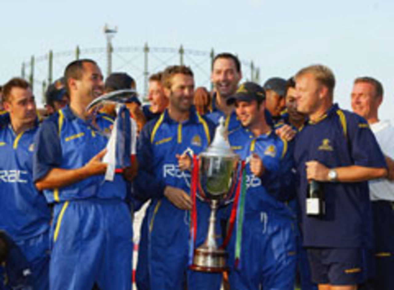 Surrey celebrate the National League title at The Oval, Surrey v Leics, September 21, 2003