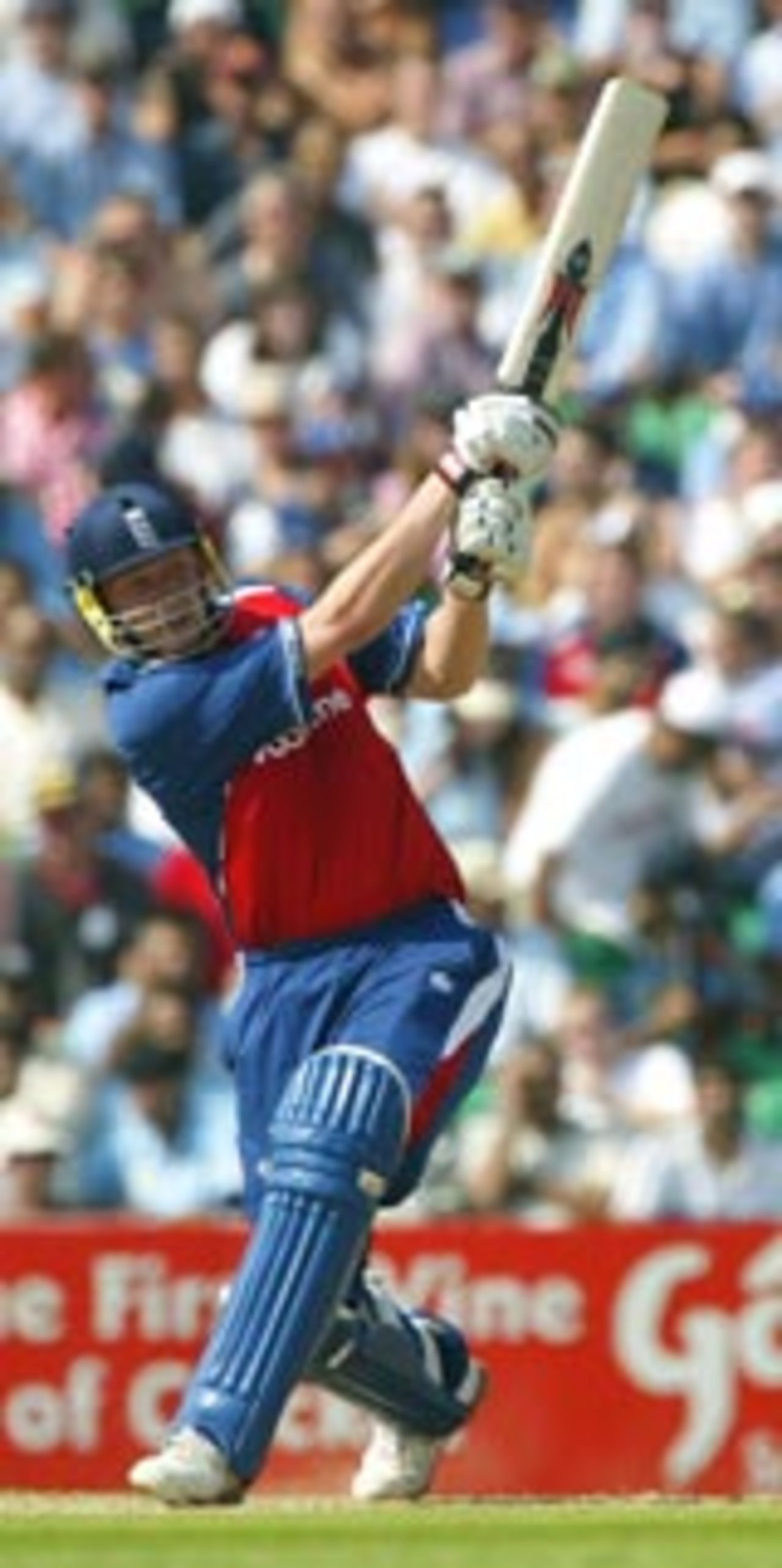 Andrew Flintoff smashes a six, England v India, NatWest Challenge, 2nd ODI. September 3 2004