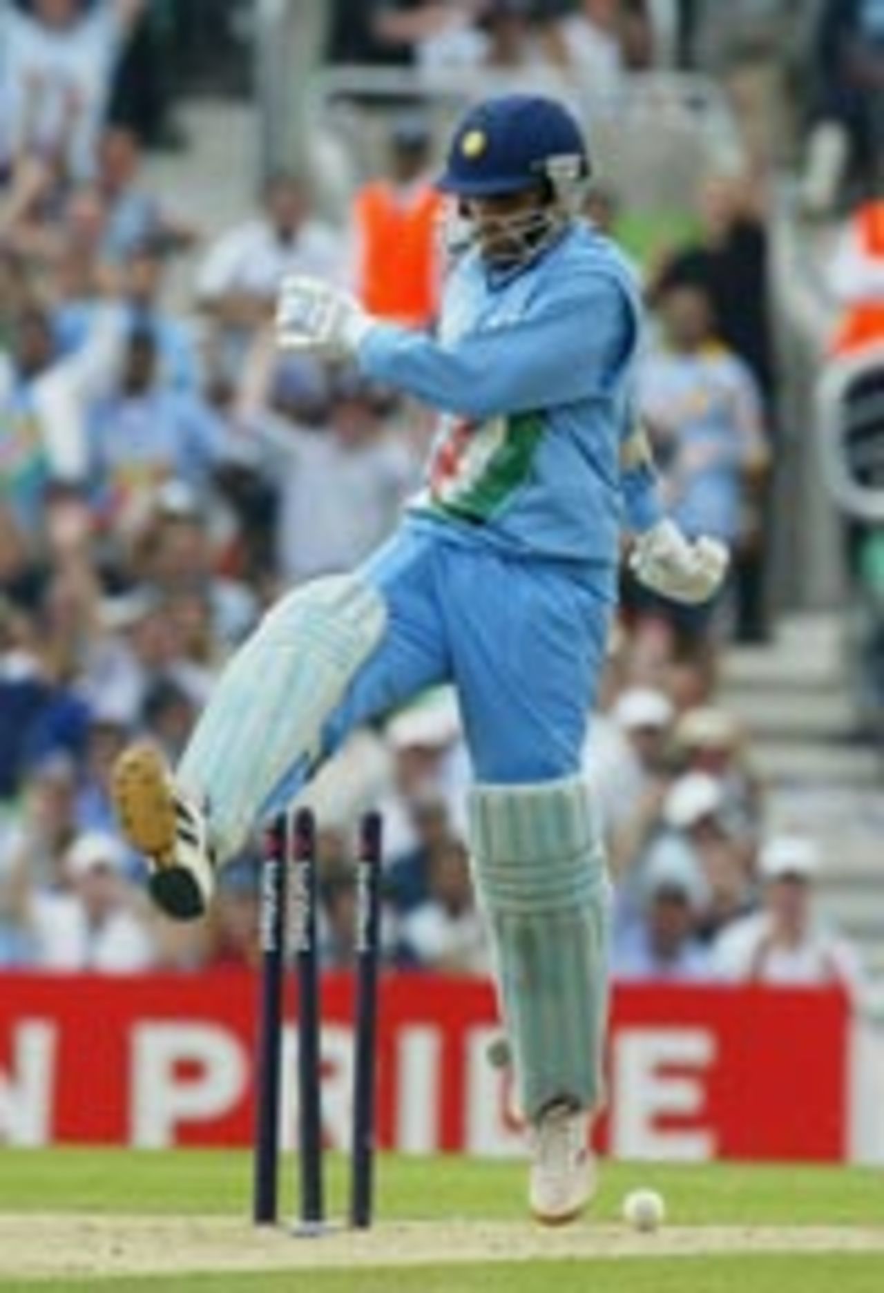 Sourav Ganguly vents his frustrations after being run out, England v India, NatWest Challenge, September 3 2004