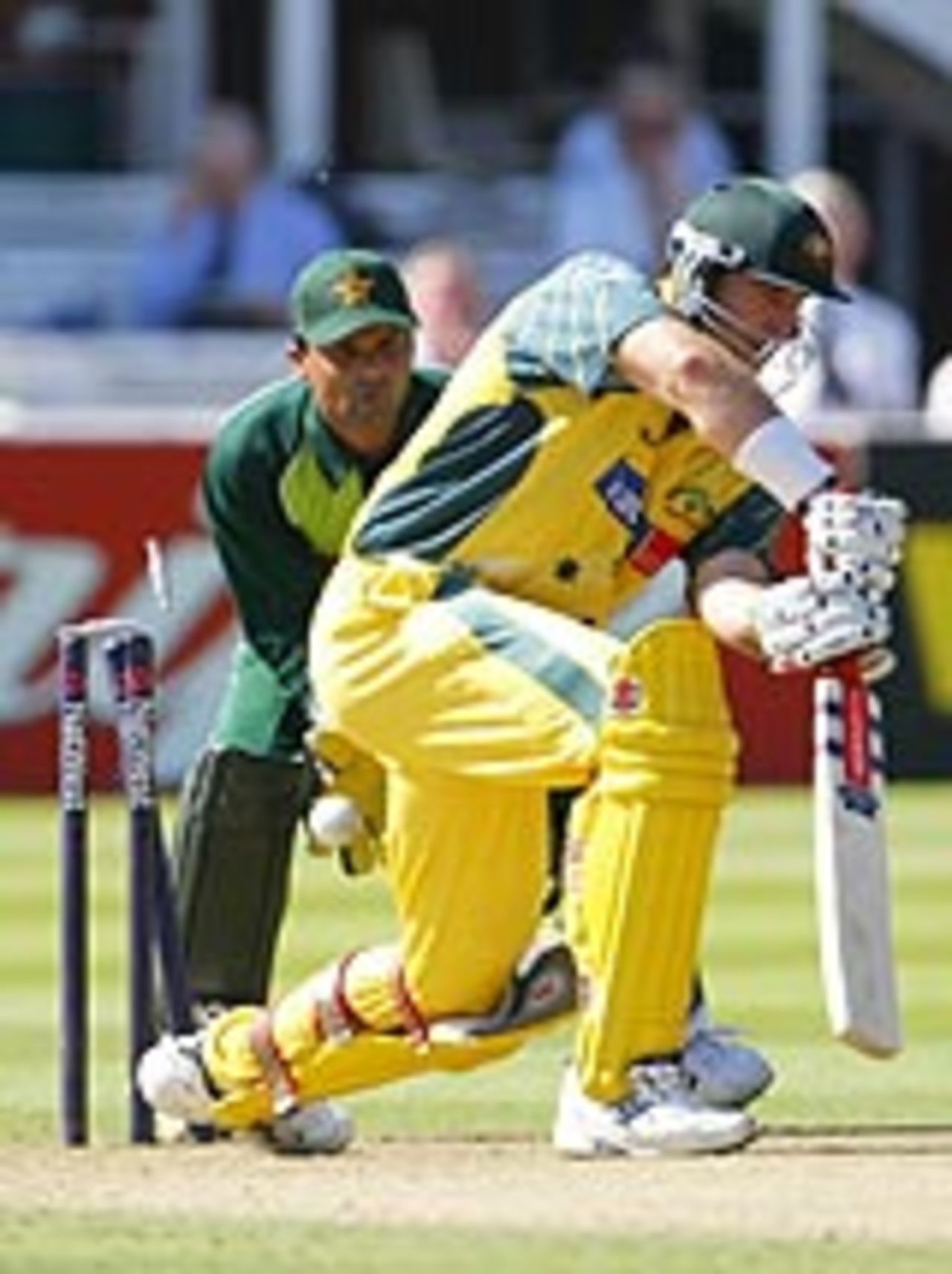 Matthew Hayden is bamboozled and bowled for 52 by Shahid Afridi, as Pakistan make an early breakthrough against Australia at Lord's, September 4, 2004