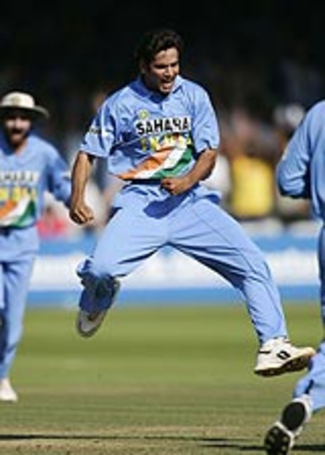 Irfan Pathan leaps for joy as England lose another wicket at Lord's, England v India, 3rd ODI, NatWest Challenge, September 5 2004