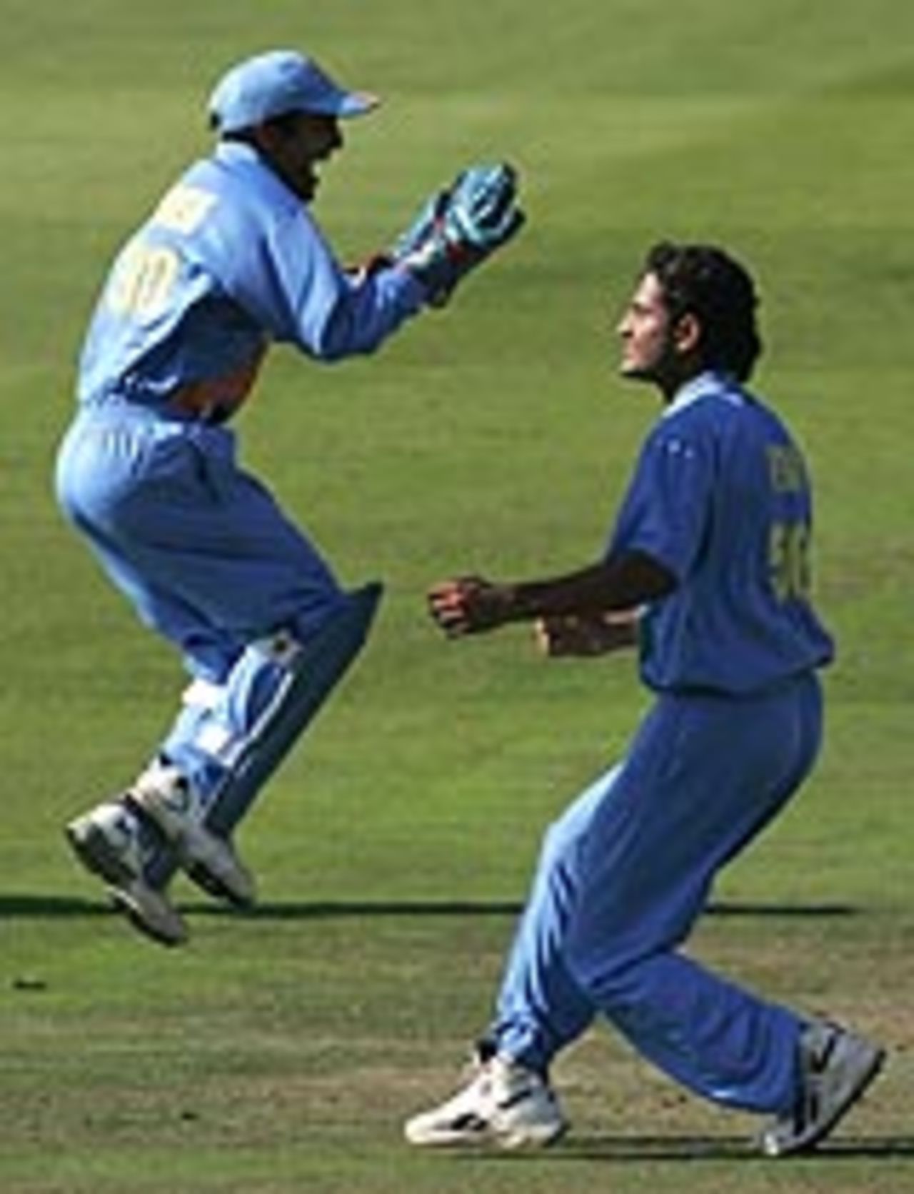 Irfan Pathan leaps for joy as England lose another wicket at Lord's, England v India, 3rd ODI, NatWest Challenge, September 5 2004