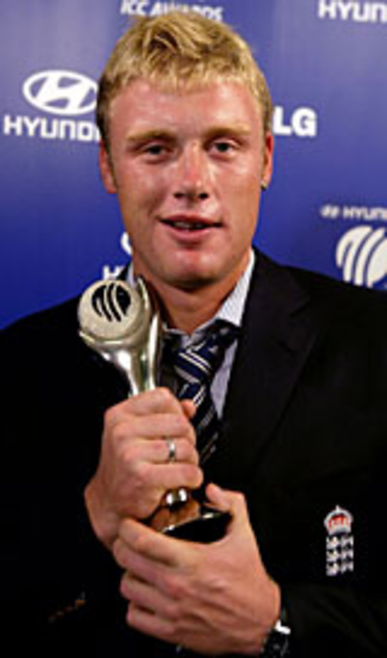 Andrew Flintoff with the One-Day Player of the Year award, London, September 7, 2004