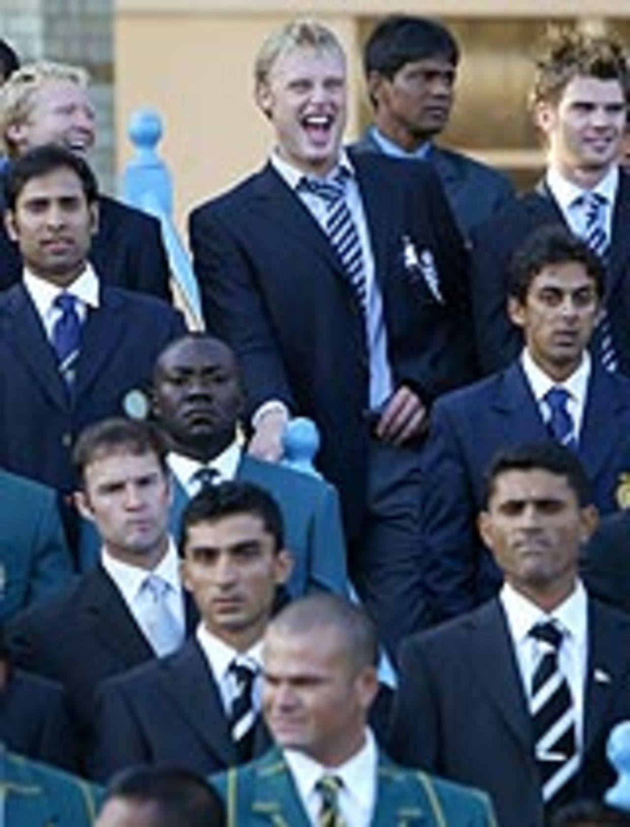 Andrew Flintoff cracks a joke at the ICC Awards, September 2004