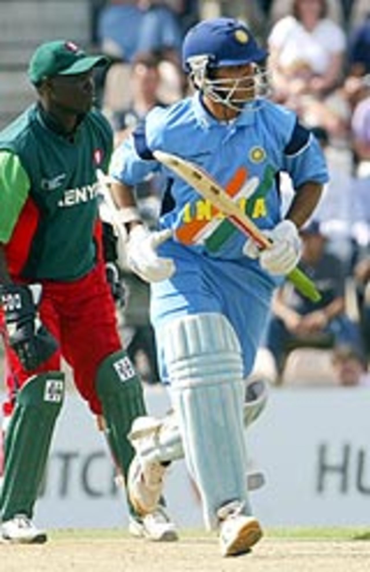 Sourav Ganguly runs during his high-scoring knock, India v Kenya, Southampton, Champions Trophy, September 11, 2004