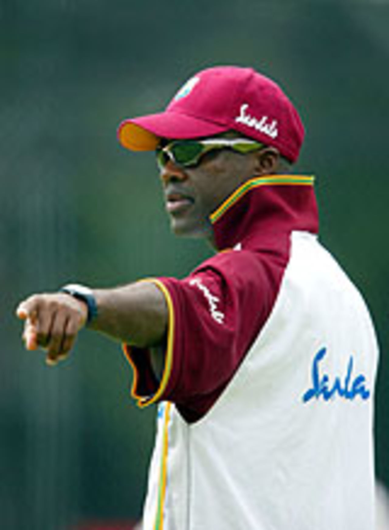 Gus Logie gives instructions during training, England v West Indies, July 2004
