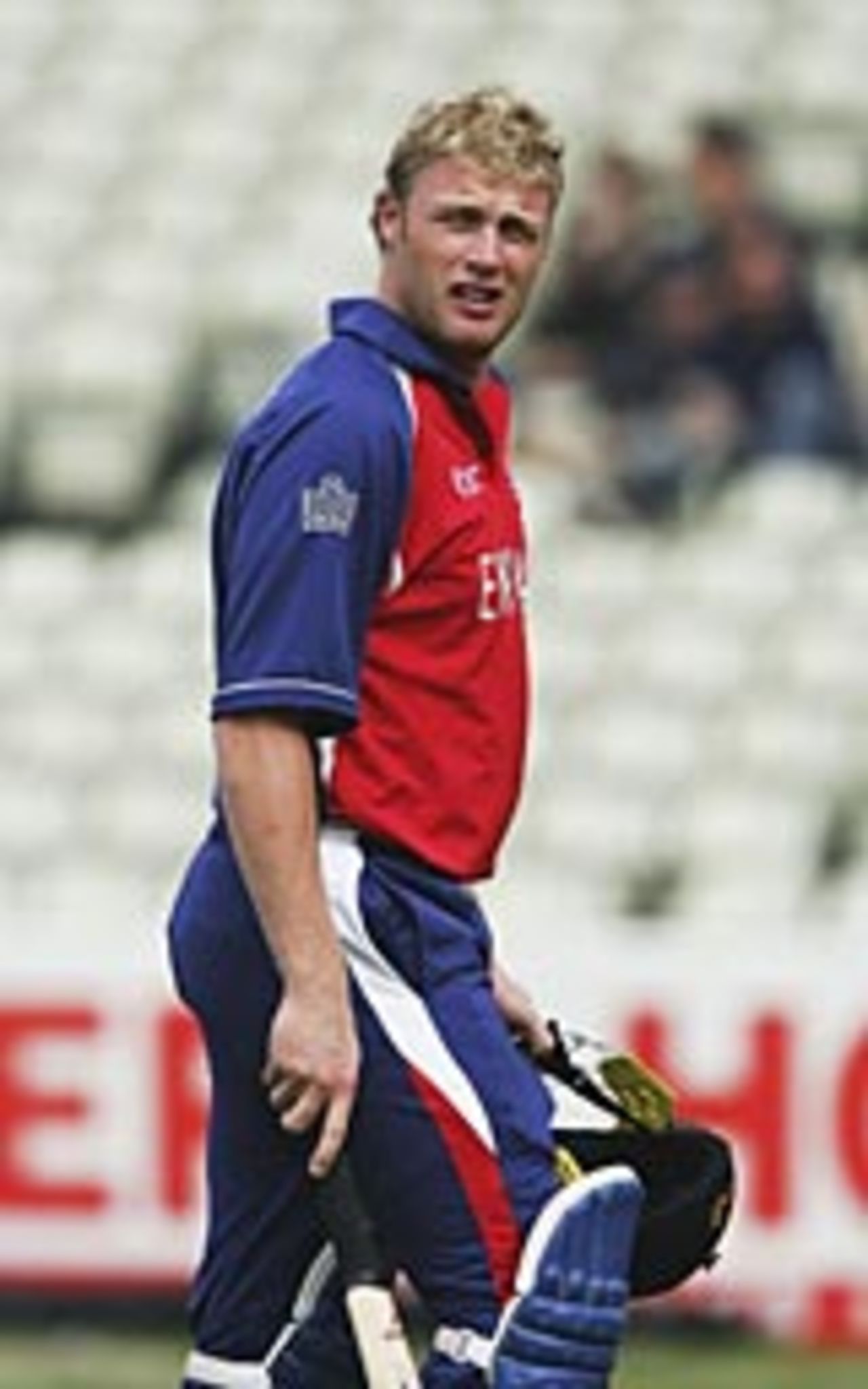 Andrew Flintoff trudges off after being dismissed, Australia v England, Champions Trophy, Edgbaston, September 21, 2004