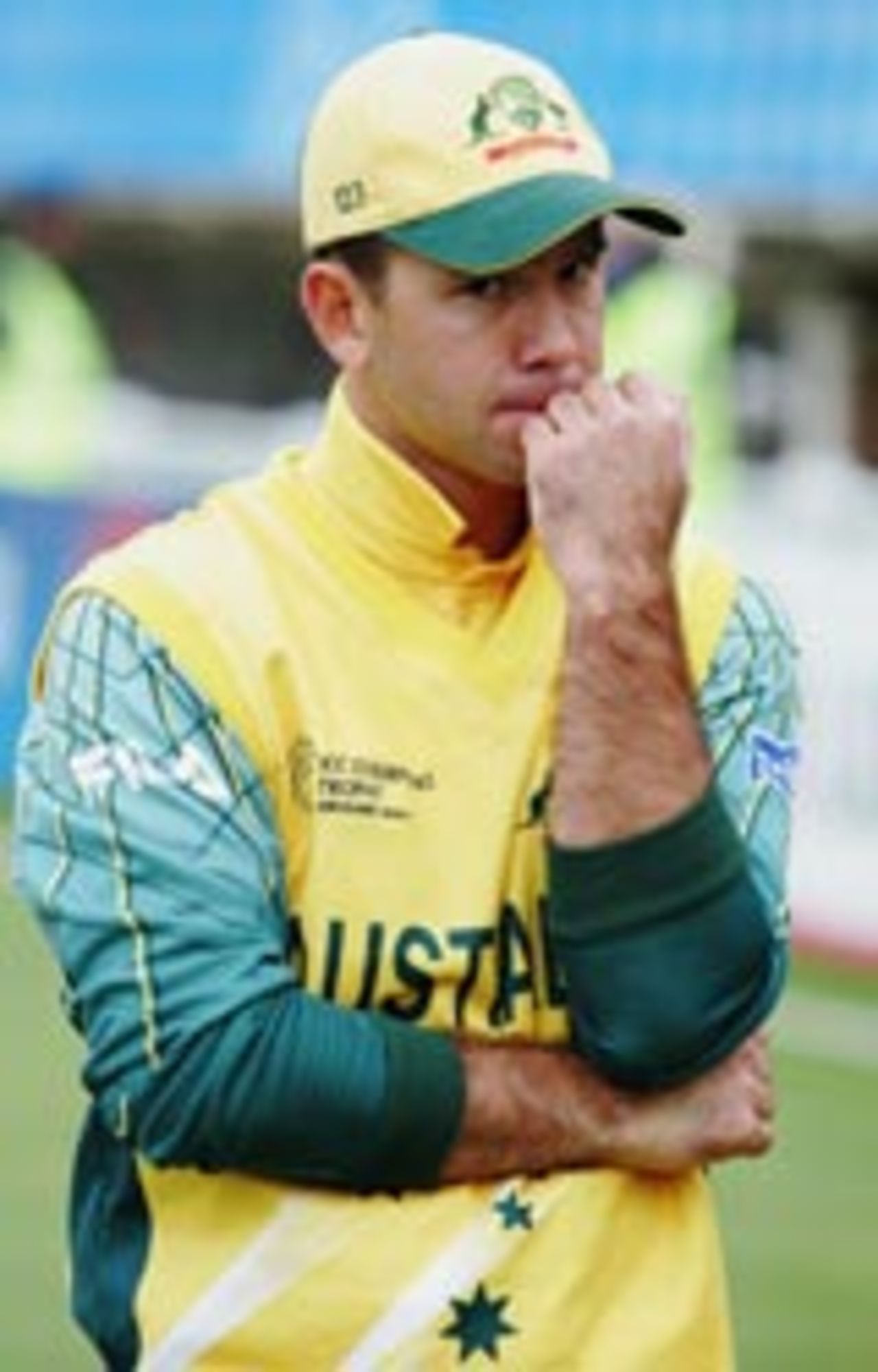 Ricky Ponting looks pensive, England v Australia, ICC Champions Trophy, September 21 2004