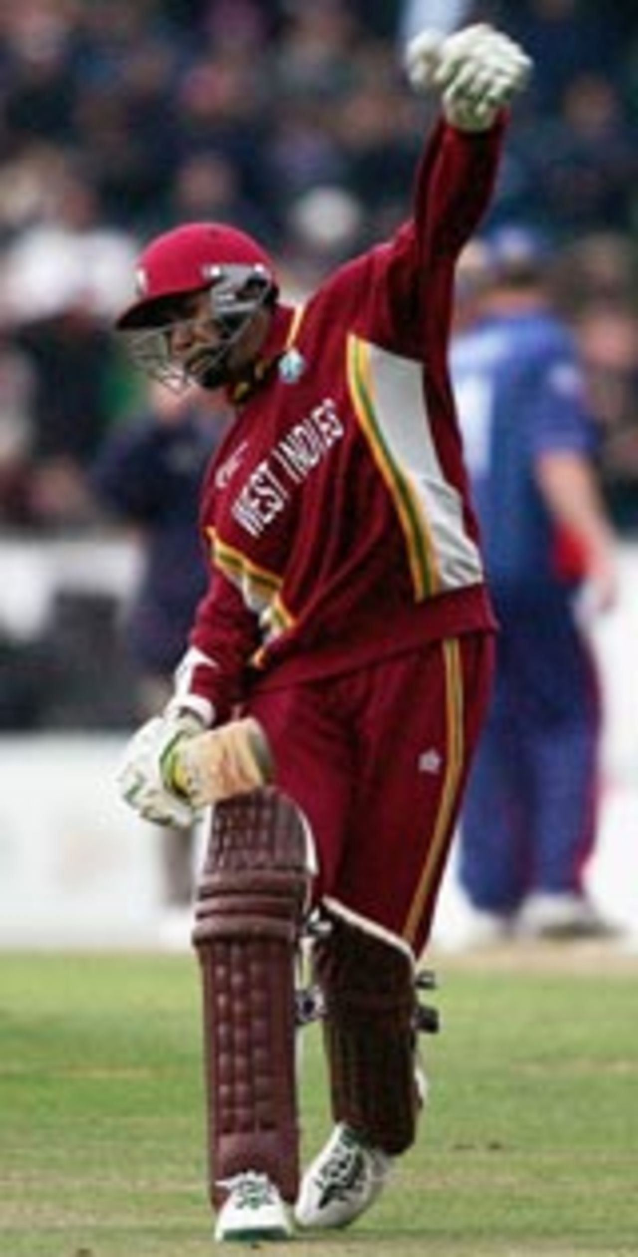 Ian Bradshaw celebrates West Indies' remarkable win, England v West Indies, ICC Champions Trophy final, September 25 2004