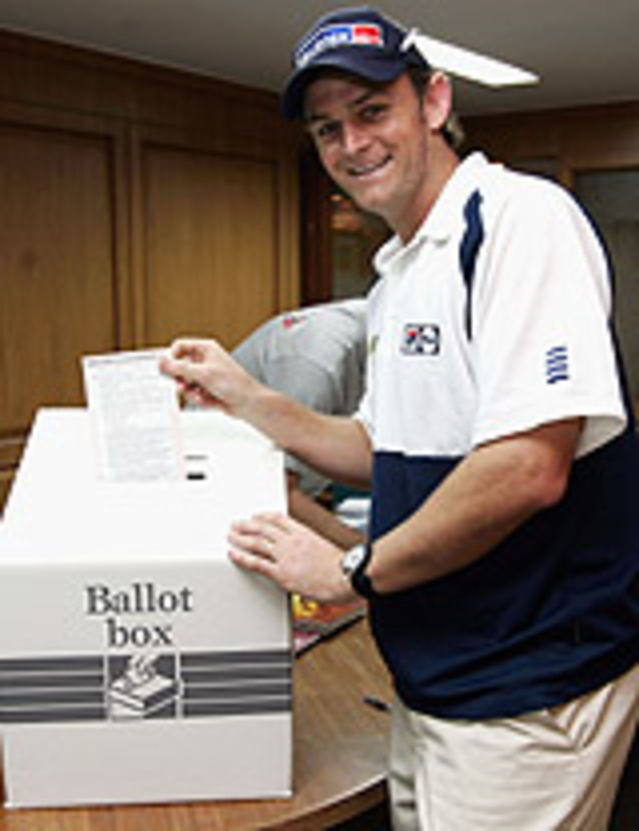 Adam Gilchrist takes time out from practice to vote in Australia's federal elections