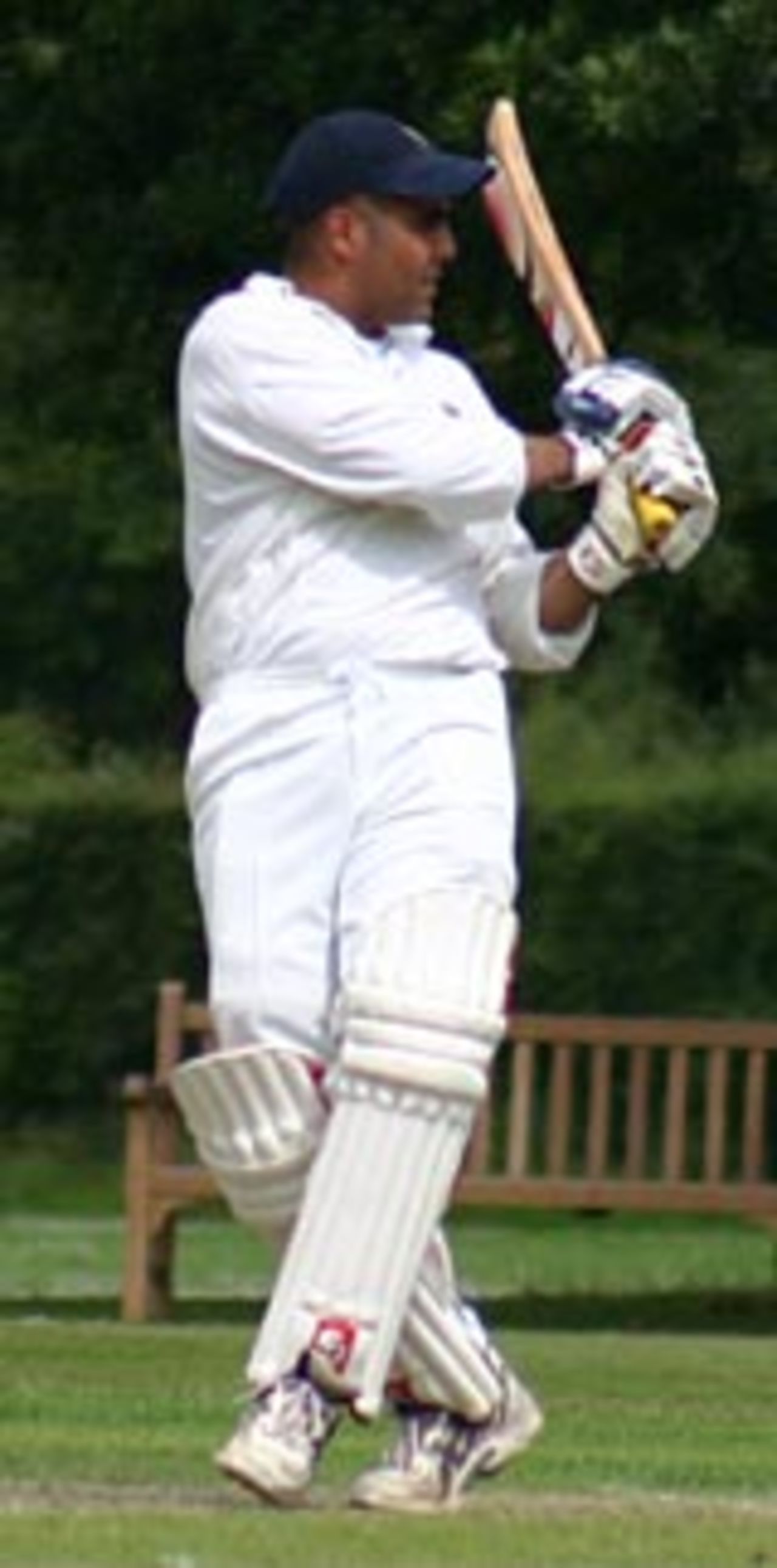 Abeed Janmohamed batting, Old Cranleighans v Old Suttonians, Cranleigh, July 18, 2004