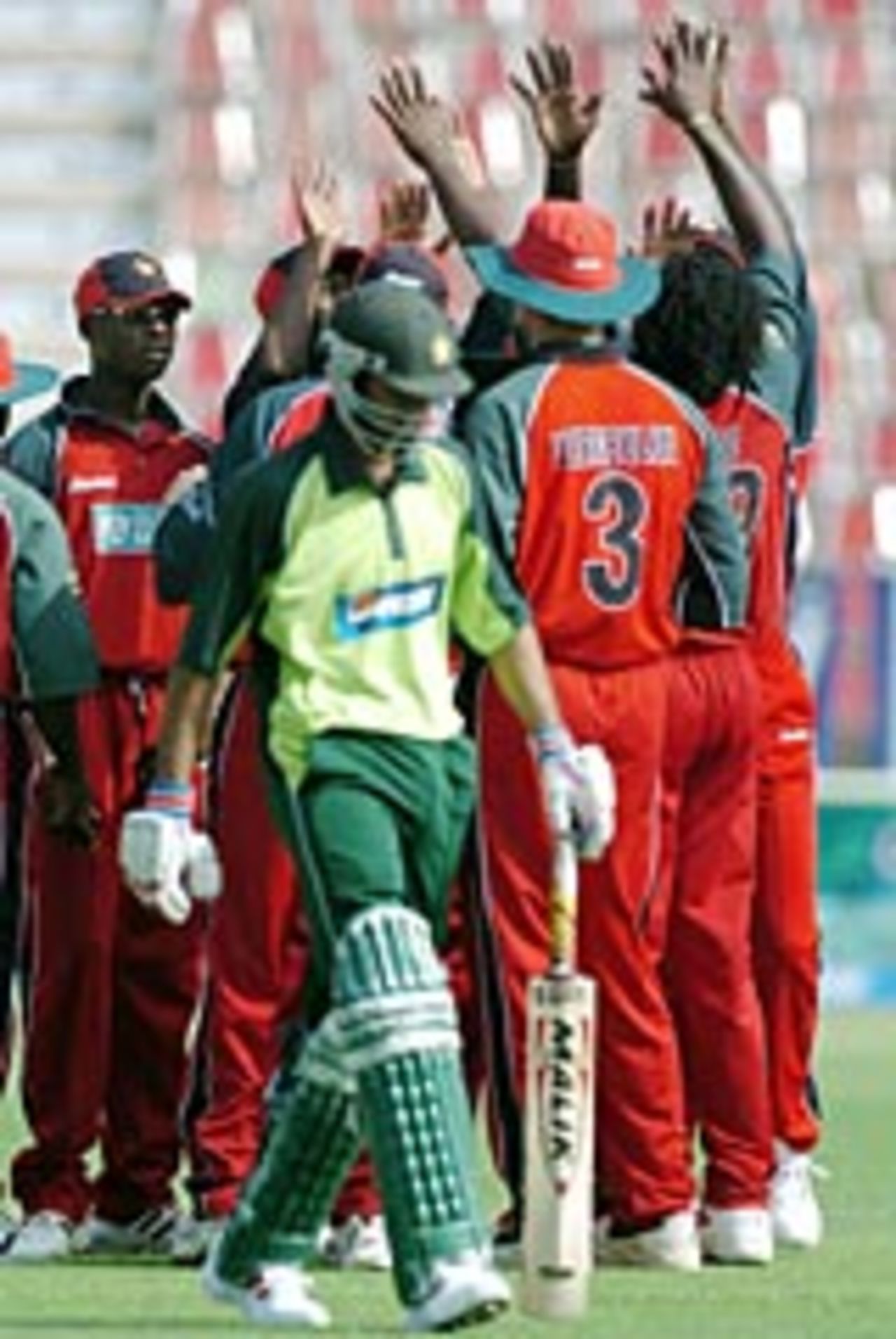 Zimbabwe celebrate the dismissal of Yousuf Youhana, Pakistan v Zimbabwe, Paktel Cup, Lahore, September 30, 2004