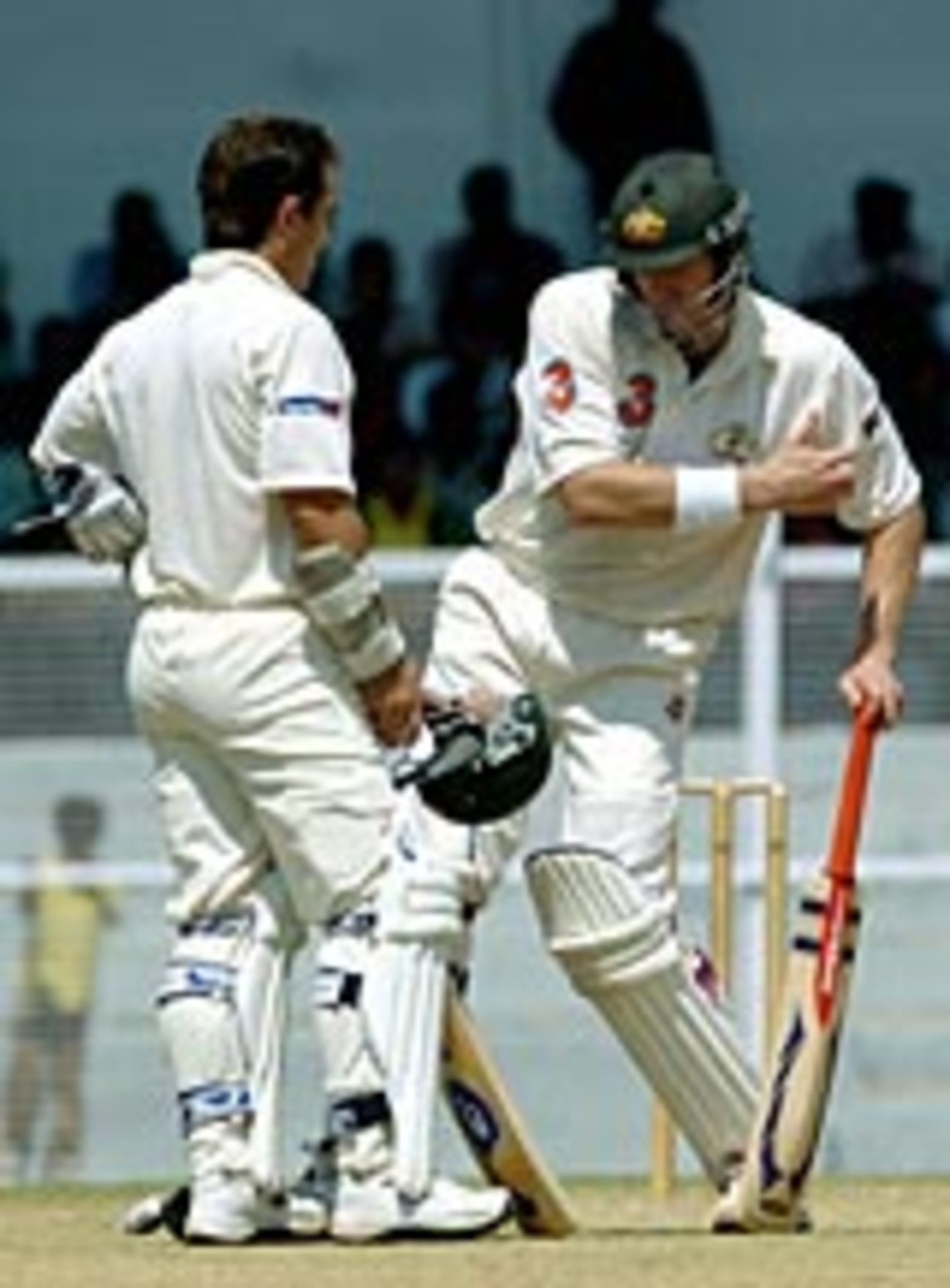 Matthew Hayden gives some tips to Justin Langer, Mumbai v Australians, Brabourne Stadium, September 30, 2004