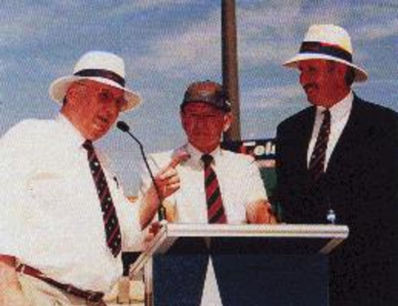 Nugget, Dougie and maxie on the podium at an SCG Doug Walters Club lunch