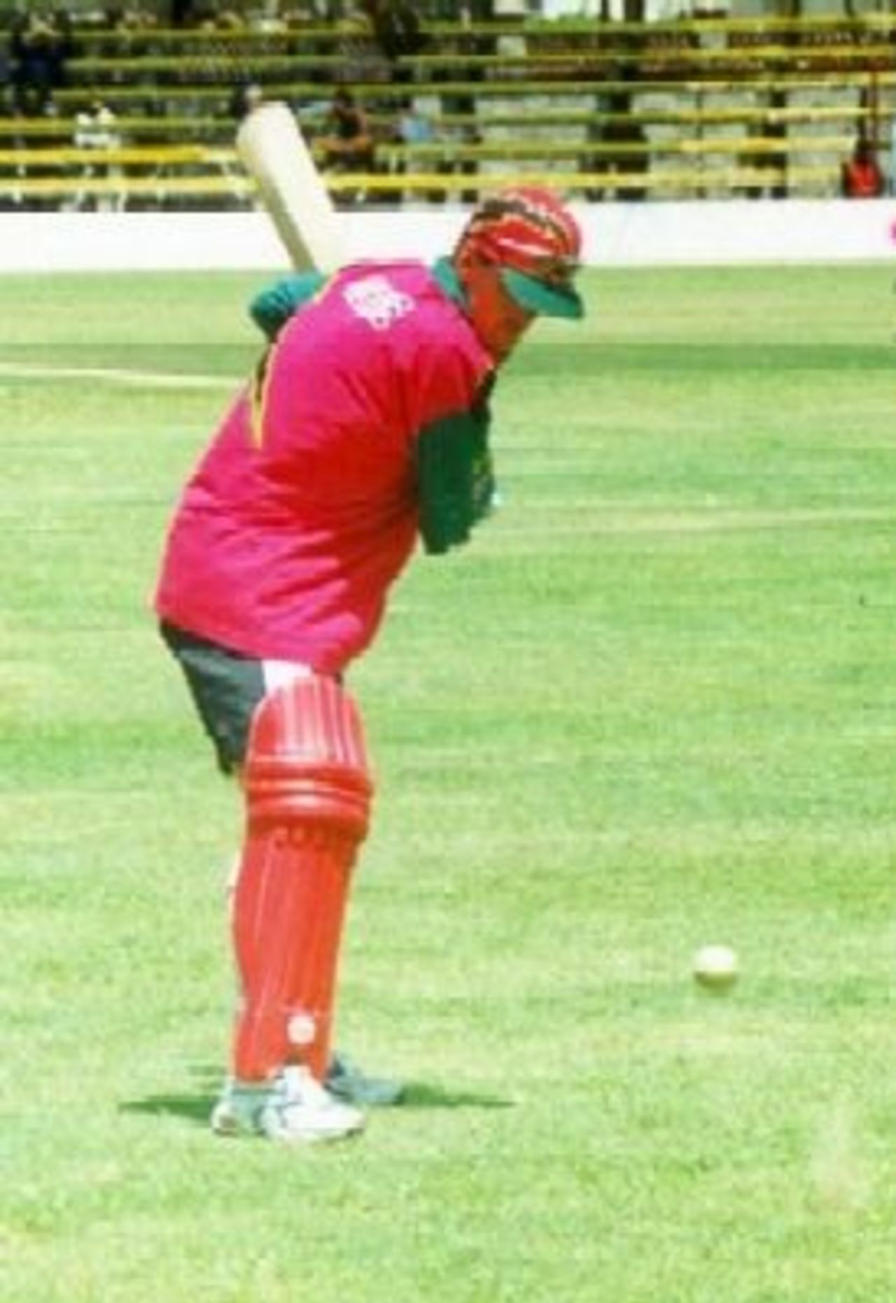 Zimbabwe's batsman warming up for their match against Kenya in the 1999 LG Cup in Nairobi, Kenya