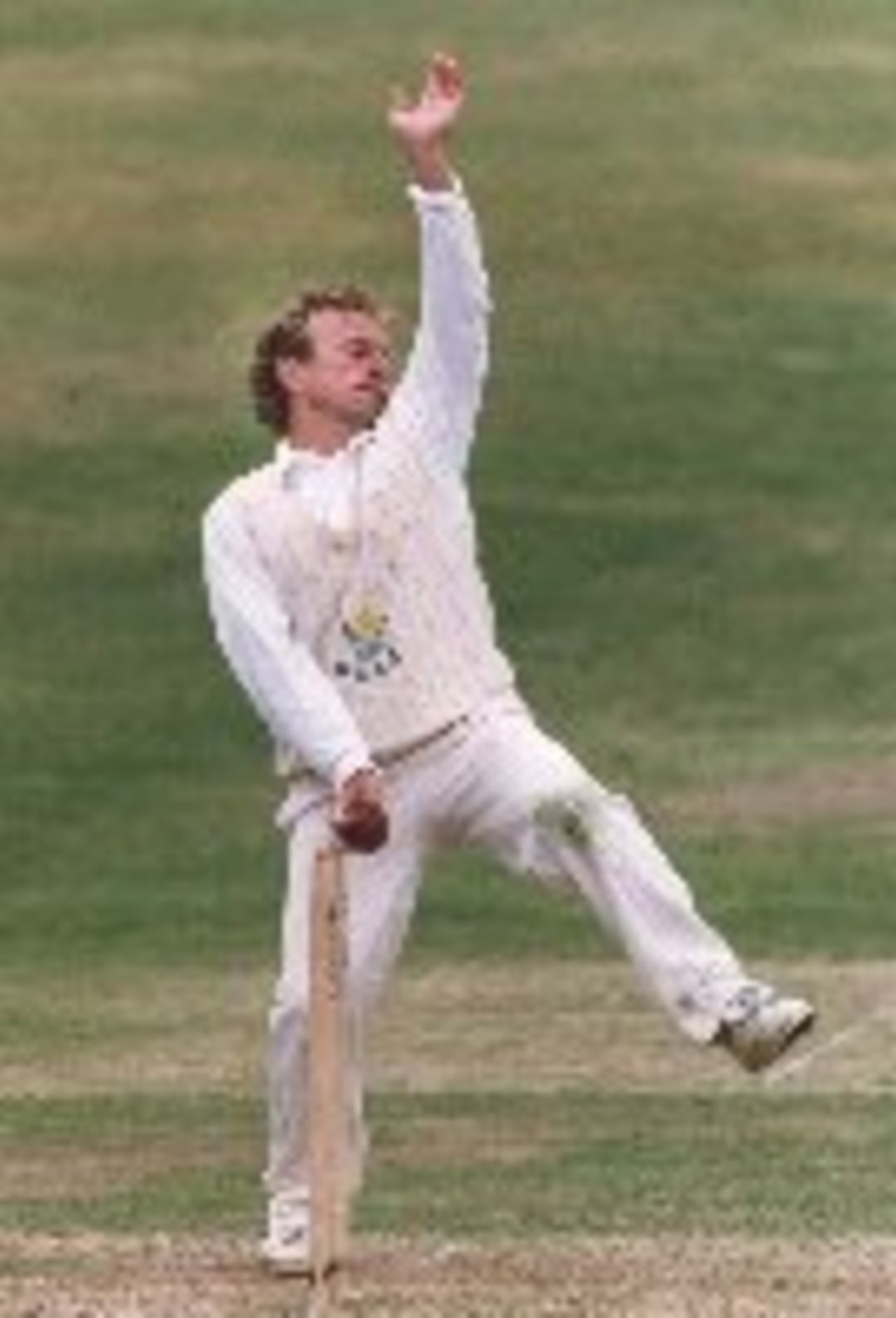 Tony Cottey bowling for Glamorgan against Middlesex at Colwyn Bay in June 1995