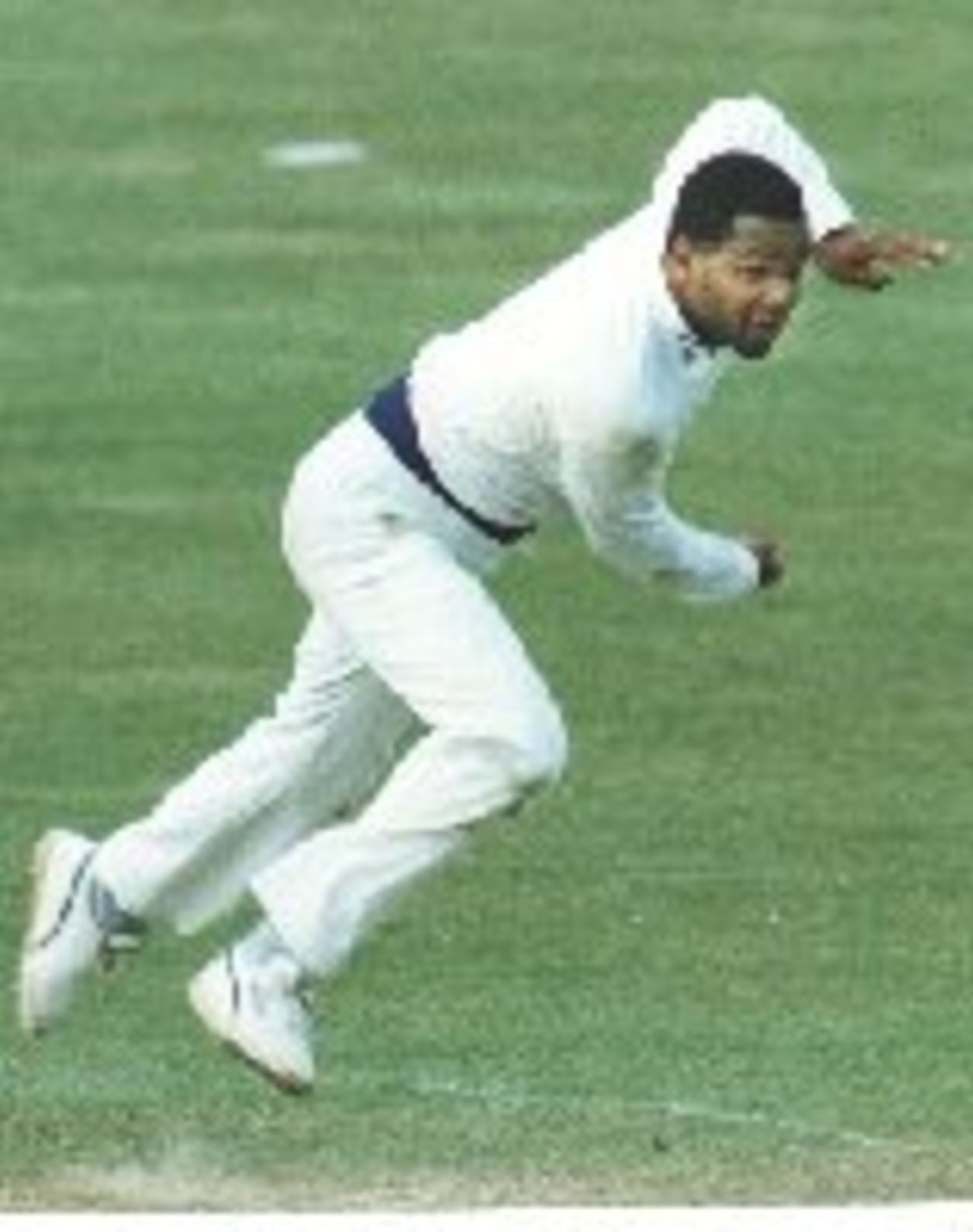 Daren Foster bowling for Glamorgan against Leicestershire at Swansea in 1992