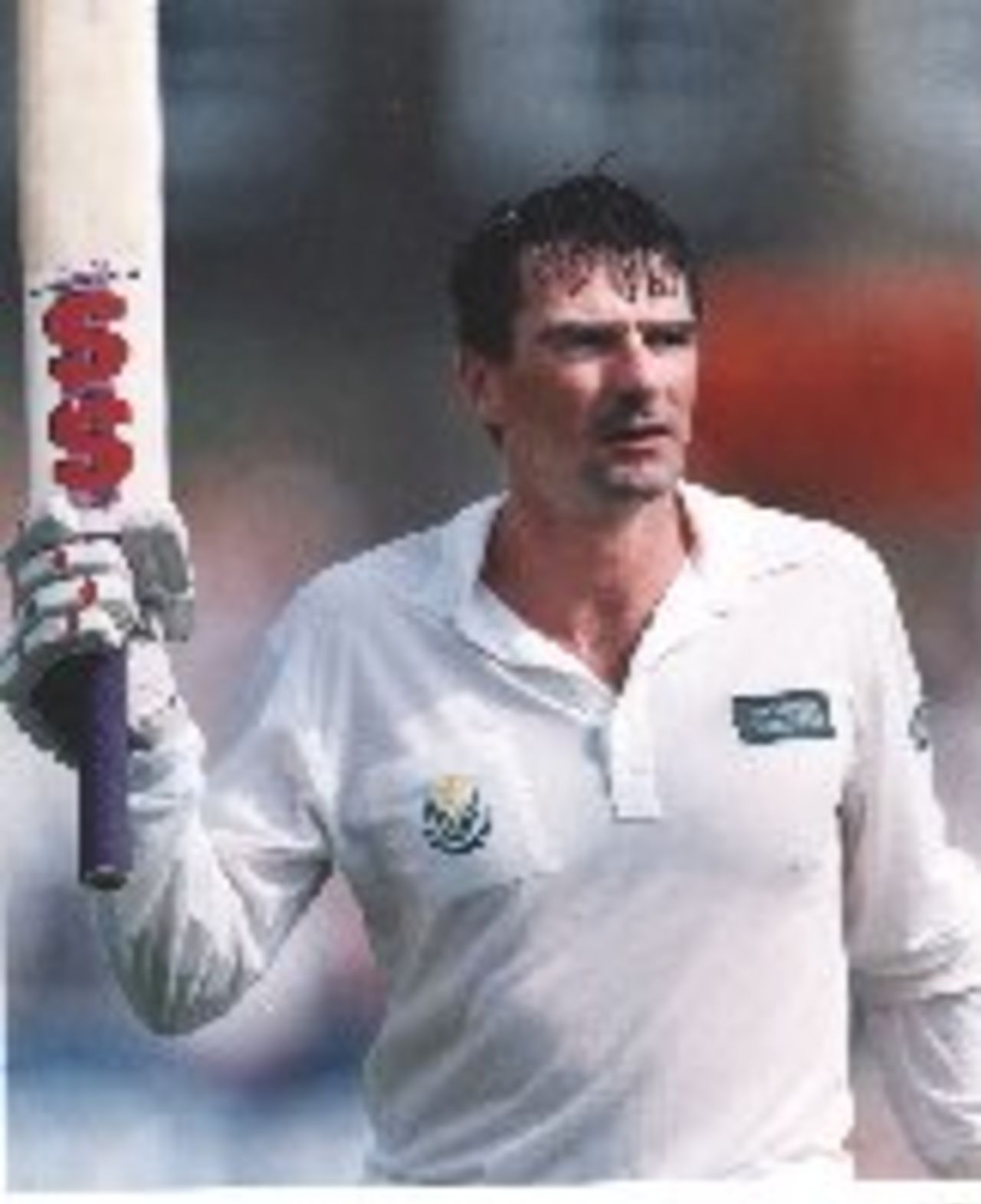 Well played Steve! Glamorgan's Steve James acknowledges the crowd's applause on reaching his double century at Worksop against Nottinghamshire in August 1997