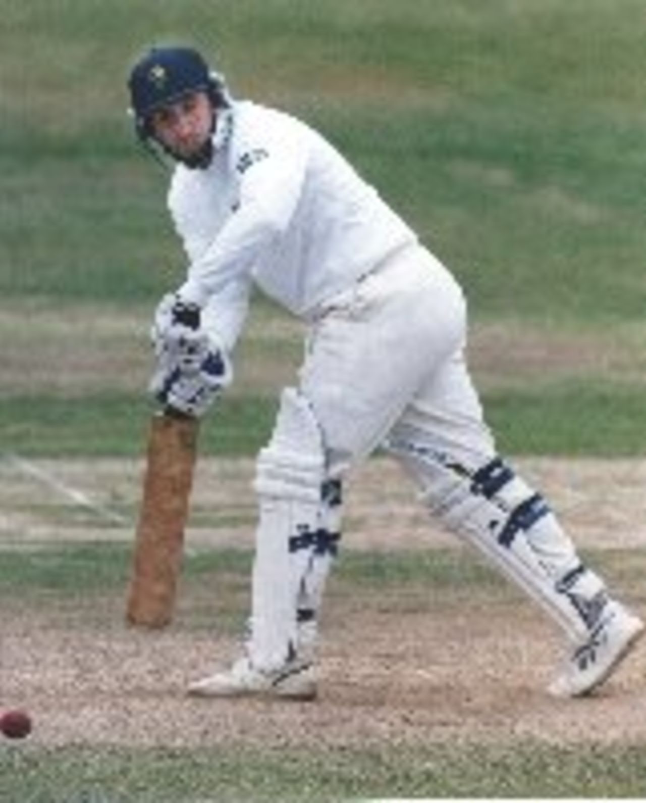 Neil Kendrick plays the ball to leg whilst batting for Glamorgan against Middlesex at Colwyn Bay in 1995