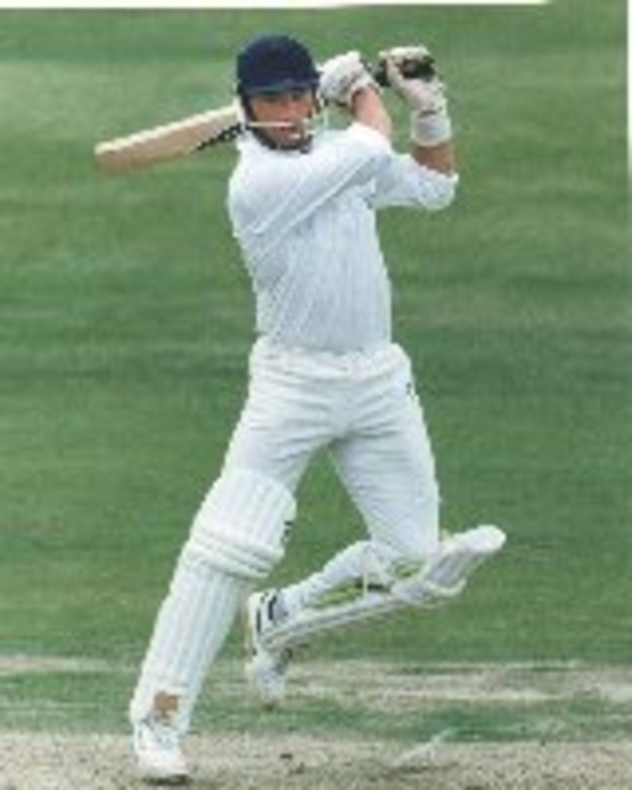 Matthew Maynard square cuts during Glamorgan's match with Lancashire at Colwyn Bay in June 1992
