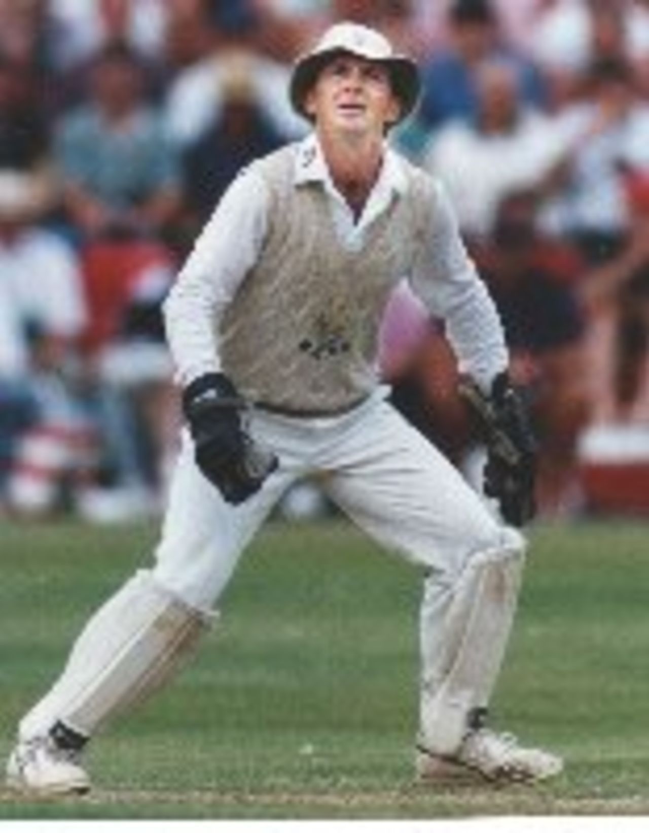 Colin Metson gets ready to gather in a throw during Glamorgan's Nat West Trophy match against Durham at Cardiff in July 1993