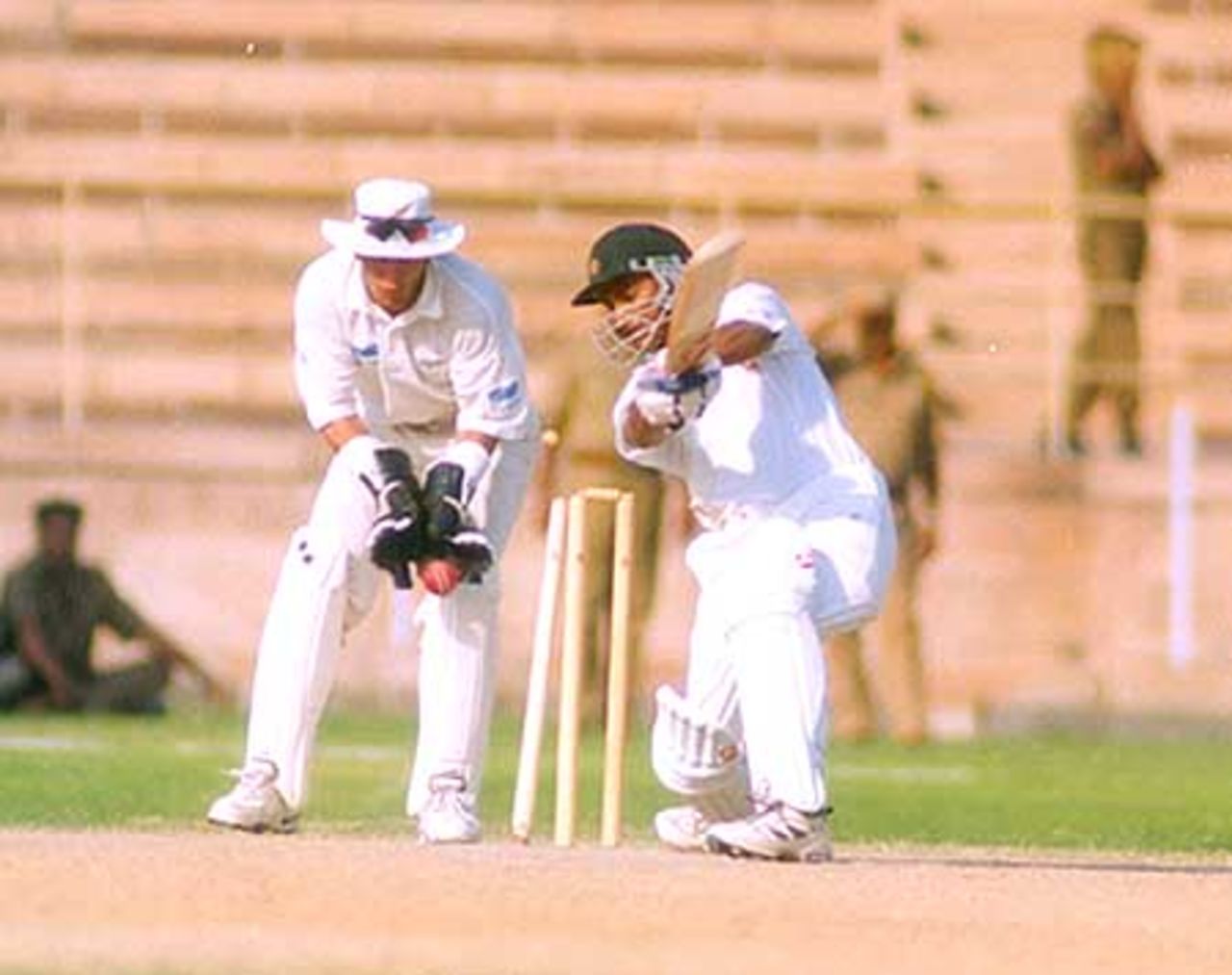 Pravanjan Mullick bowled by Paul Wiseman, during day three of Indian Board President's XI v New Zealanders at Barkatullah Khan Stadium, Jodhpur, 7 October 1999, New Zealand in India, 1999/00