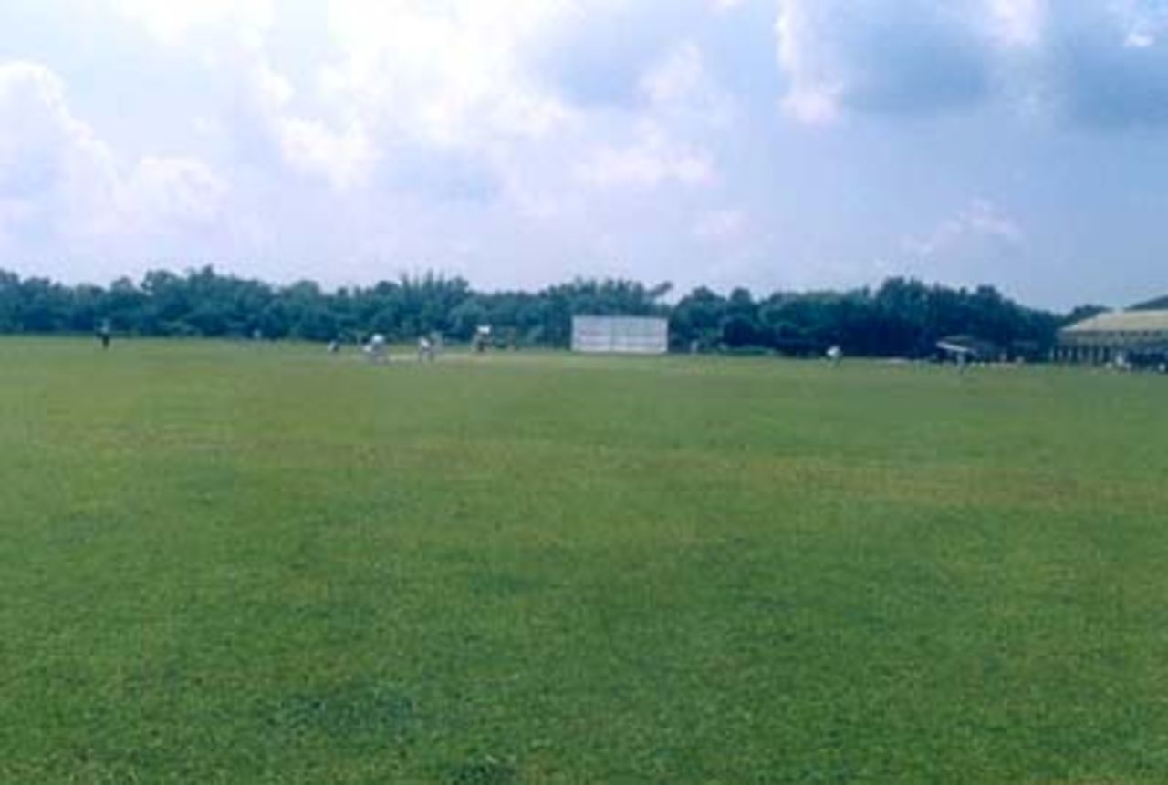 A view of the lush green outfield at the Polytechnic Institute Ground at Agartala