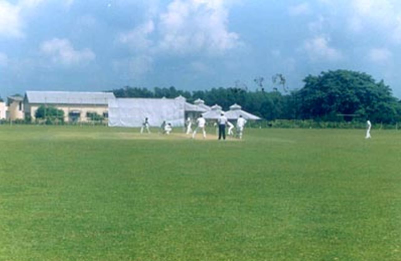 A match in progress at the picturesque Polytechnic Institute ground at Agartala