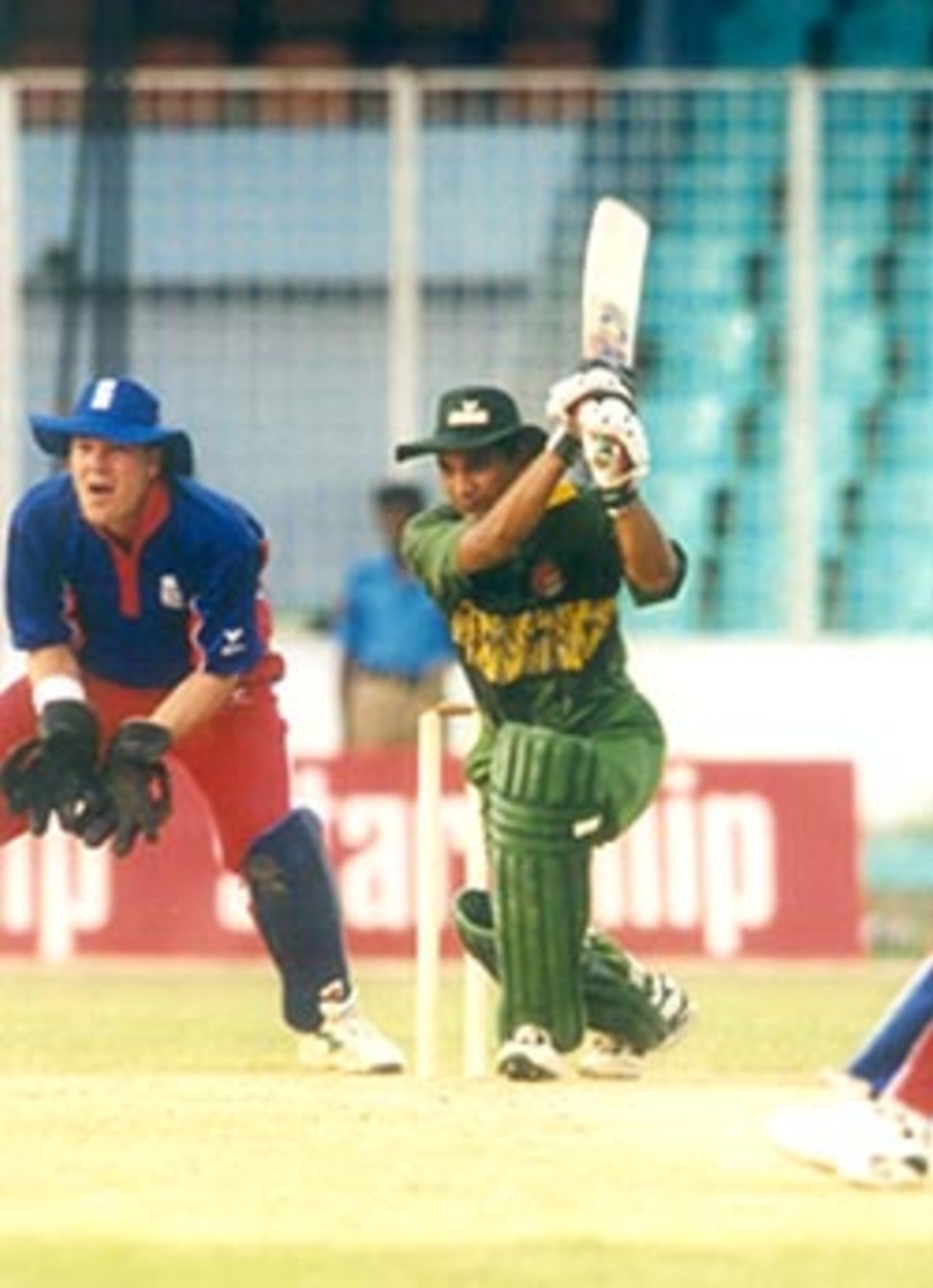 Habibul Bashar executes a pleasing extra cover drive for BCA in the match against England A at the Bangabandhu stadium in Dhaka on October 23