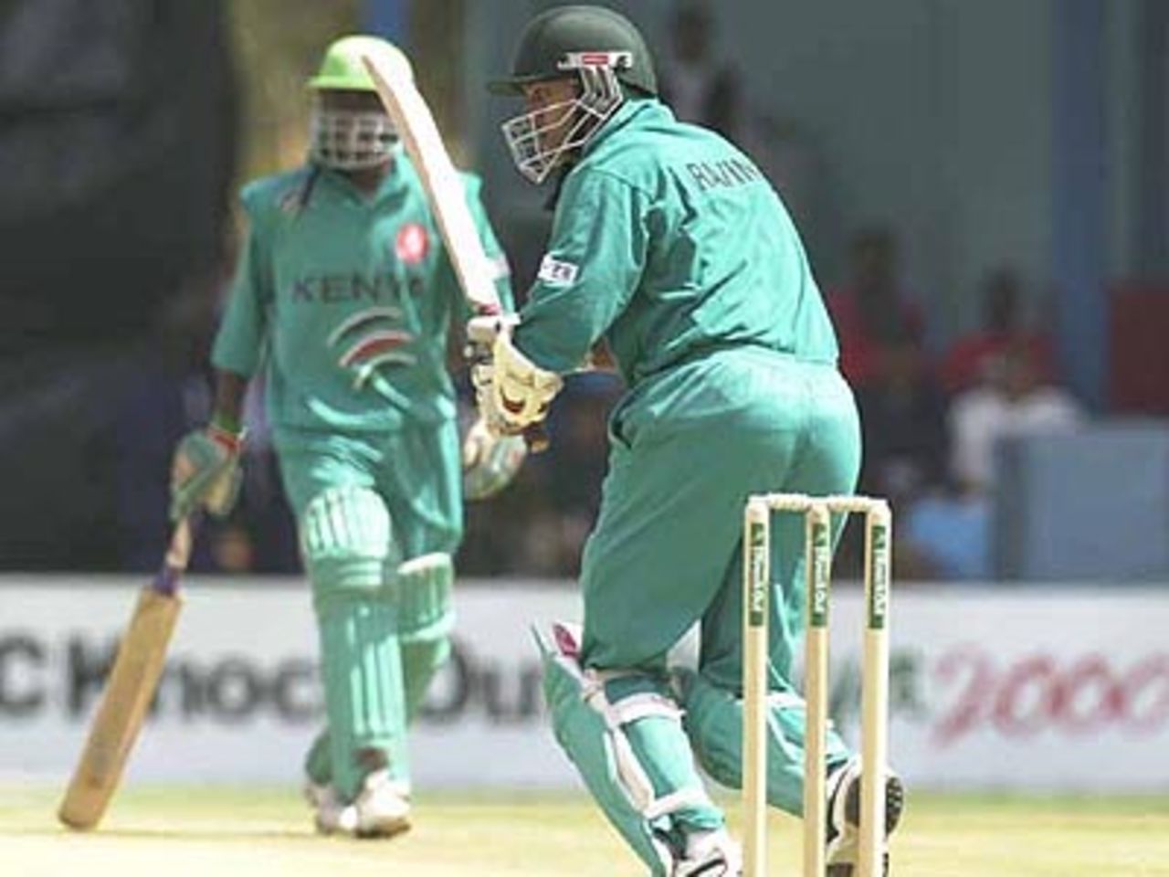 Kenya's star batsman Ravindu Shah works the ball away off his hips, ICC KnockOut, 2000/01, Preliminary Quarter Final, Kenya v India, Gymkhana Club Ground, Nairobi, 3 October 2000.