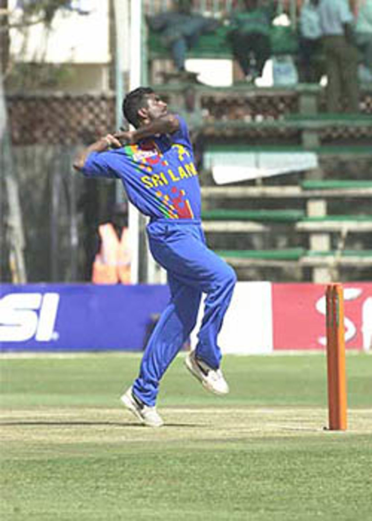 Muralitharan just about to deliver the ball, ICC KnockOut, 2000/01, 2nd Preliminary Quarter Final, Sri Lanka v West Indies, Gymkhana Club Ground, Nairobi, 04 October 2000.