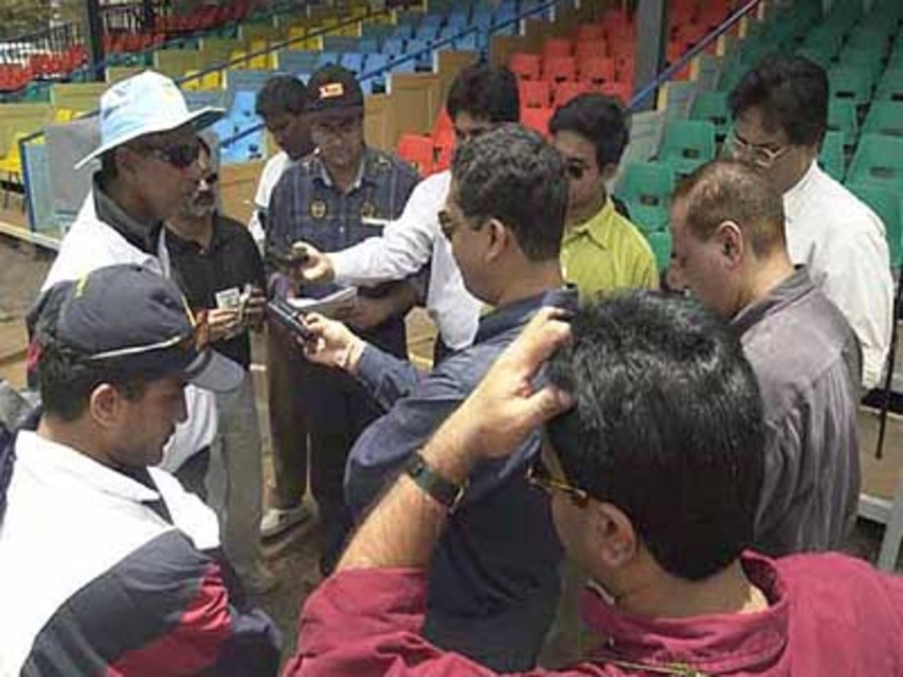 Anshuman Gaekwad and Sourav Ganguly at a pre match press conference, 06 October 2000.