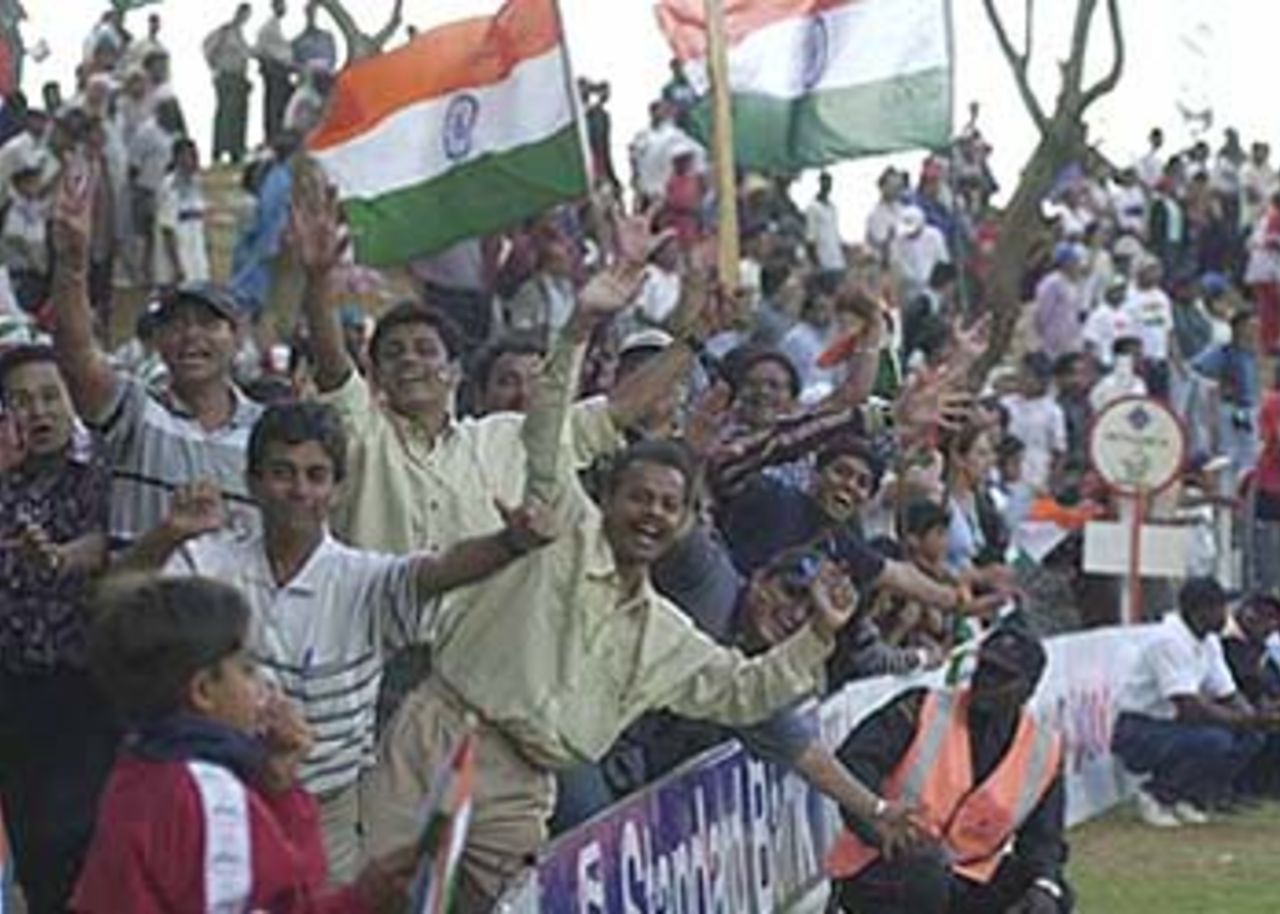 Indian jubilant at the sensational victory over Australia, ICC KnockOut, 2000/01, 1st Quarter Final, Australia v India, Gymkhana Club Ground, Nairobi, 07 October 2000.