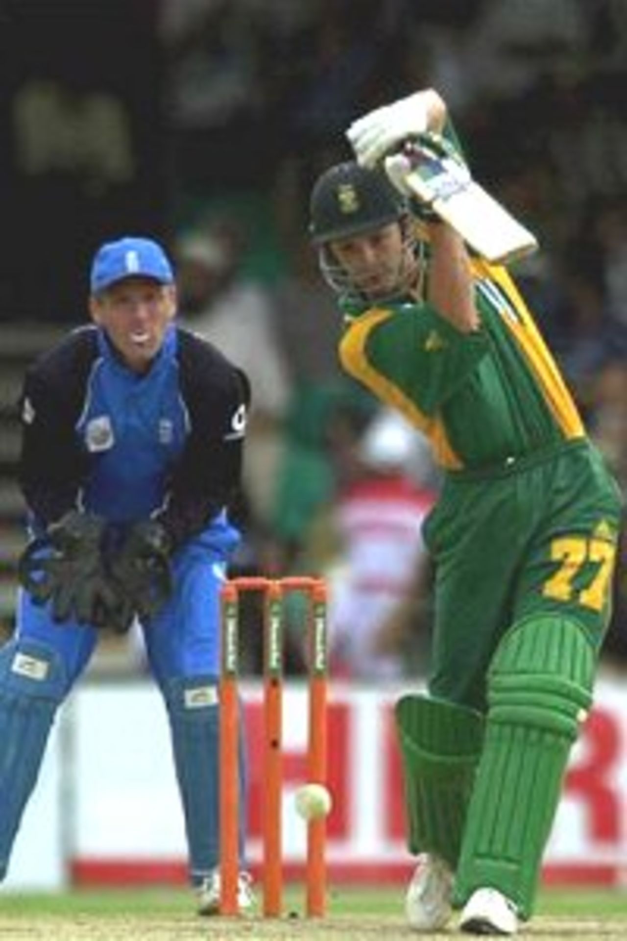 10 Oct 2000: Boeta Dippenaar of South Africa hits out during the England v South Africa second round match of the ICC Knockout tournament at the Gymkhana Club Ground, Nairobi, Kenya.