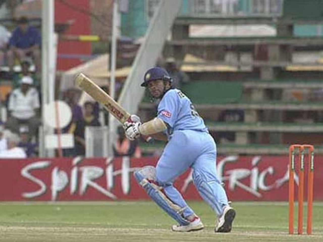 Tendulkar turns the ball to fine leg, ICC KnockOut, 2000/01, 2nd Semi Final, India v South Africa, Gymkhana Club Ground, Nairobi, 13 October 2000.
