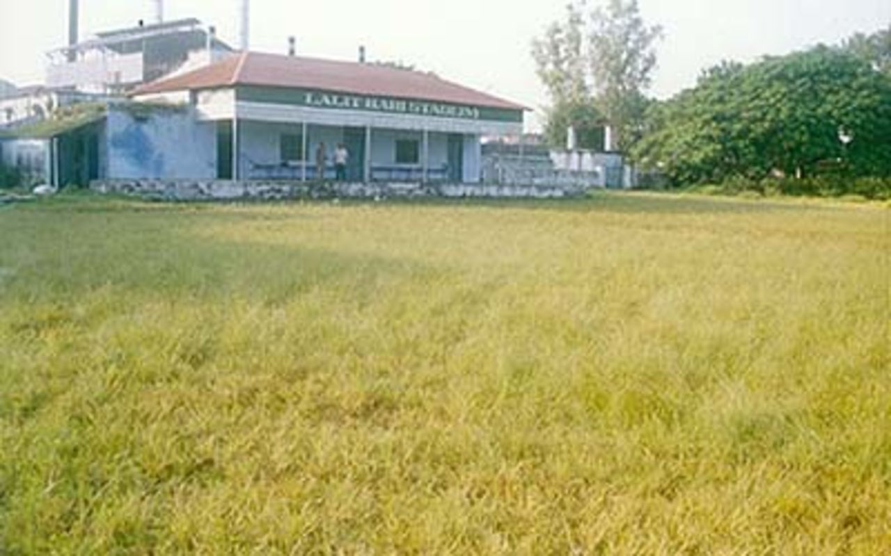 The pavilion at the Lalit Hari Stadium in Pilibhit, Uttar Pradesh