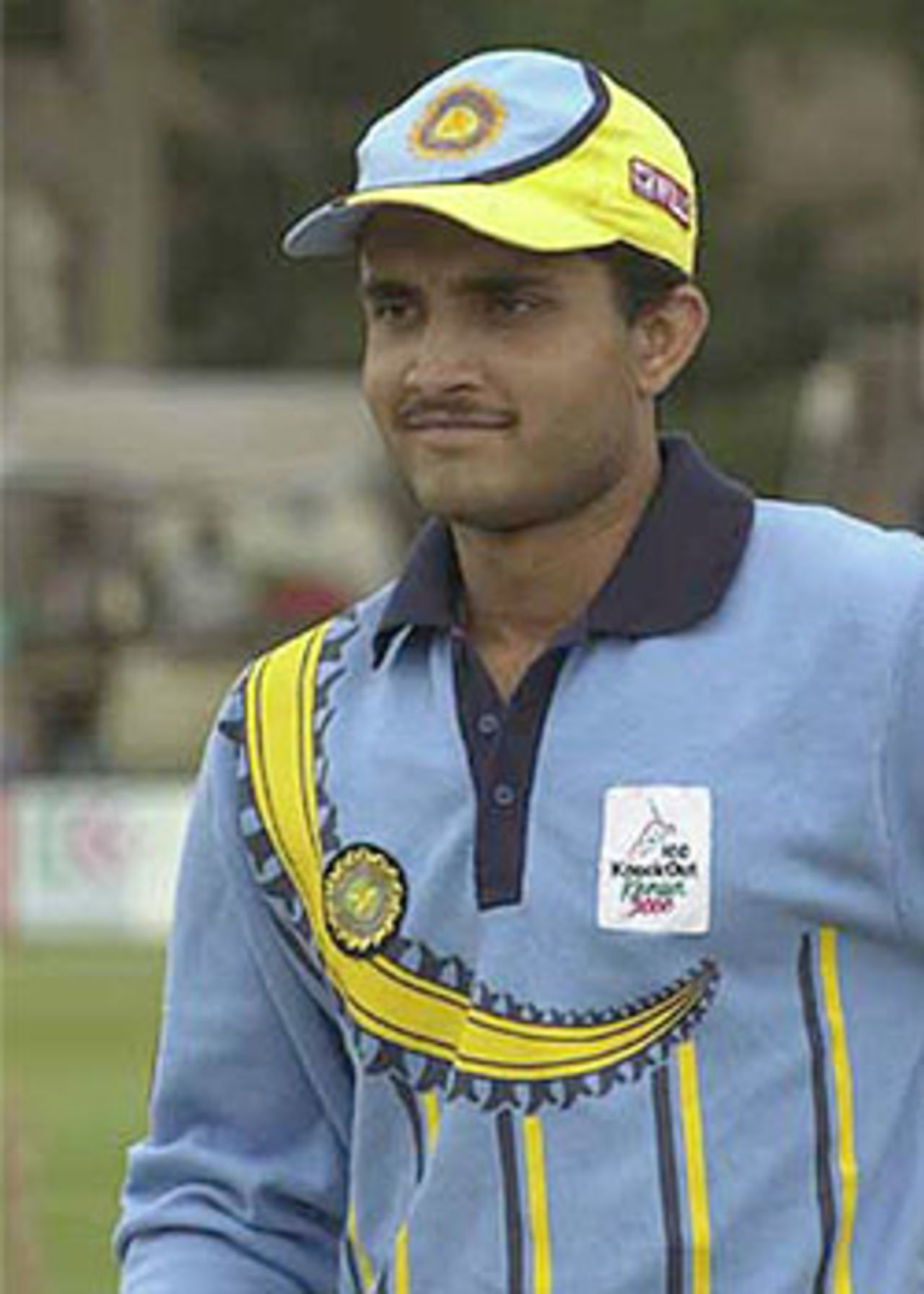 A beaming Ganguly soon after the toss before the start of the final, ICC KnockOut, 2000/01, Final, India v New Zealand, Gymkhana Club Ground, Nairobi, 15 October 2000.