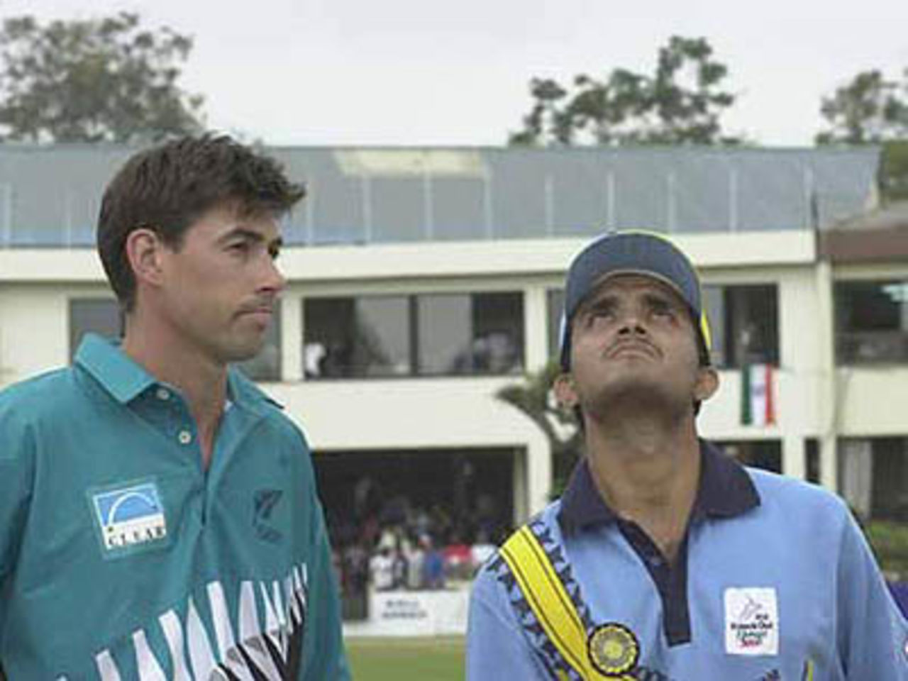 Ganguly and Fleming at the toss before the start of the final, ICC KnockOut, 2000/01, Final, India v New Zealand, Gymkhana Club Ground, Nairobi, 15 October 2000.