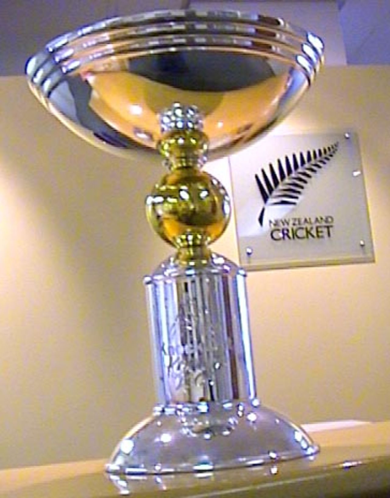 The ICC KnockOut trophy, won by New Zealand who defeated India in the final at Nairobi, at the offices of New Zealand Cricket, 18 October 2000