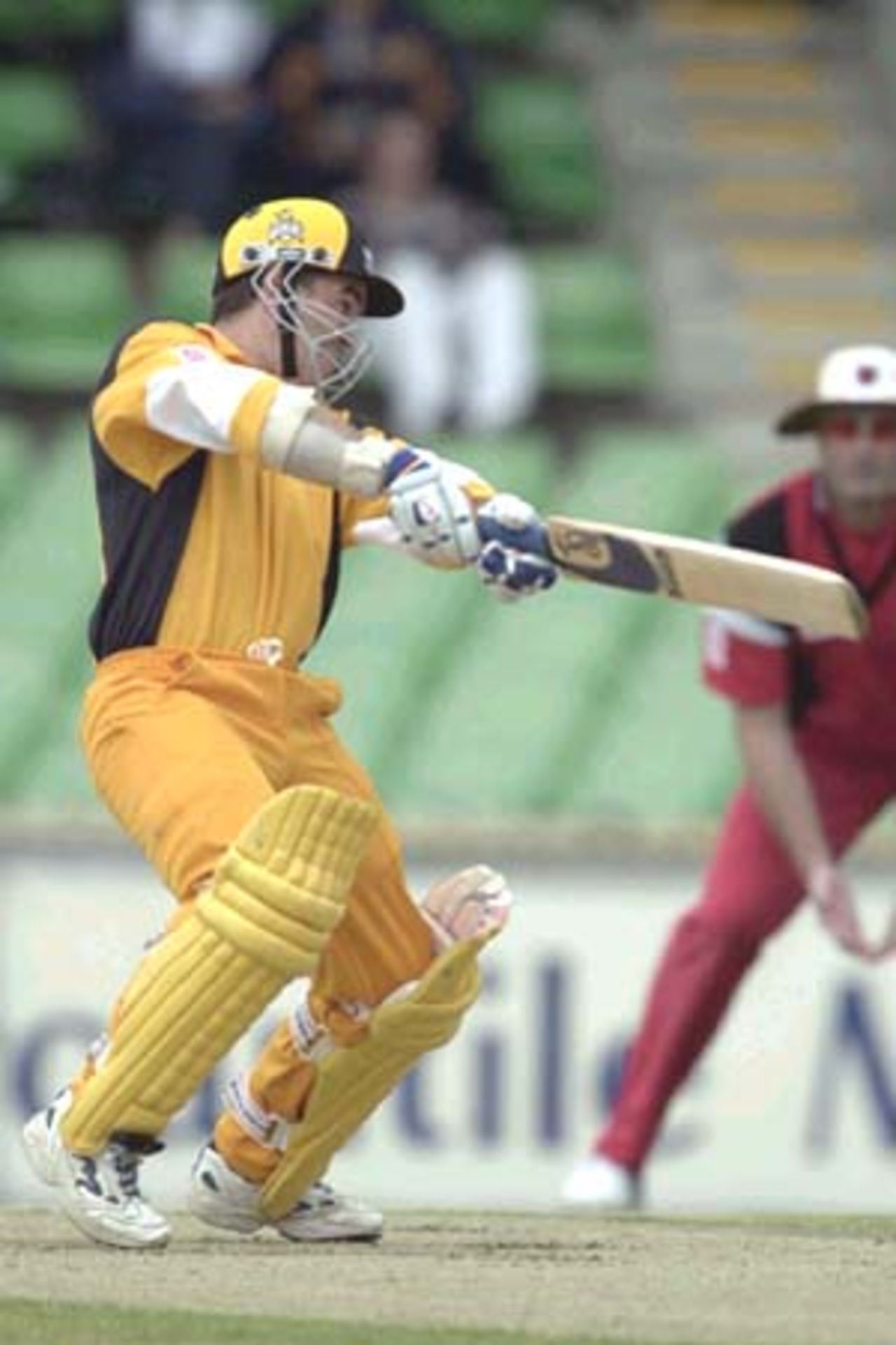 20 Oct 2000: Justin Langer of Western Australia plays an awkward shot in the Mercantile Mutual Cup match between the Western Australian Warriors and South Australian Redbacks at the WACA ground in Perth, Australia.