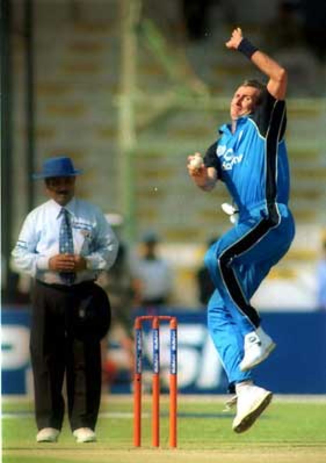 Andy Caddick in action during first over of the Pakistan innings, England v Pakistan, 1st ODI At National Stadium Karachi, 24 October 2000
