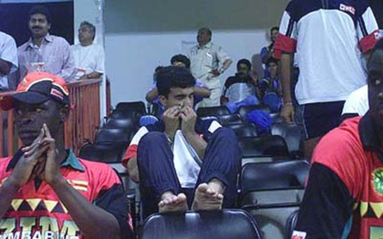 Ganguly seems to have shut his mind from the happenings in the middle, Coca-Cola Champions Trophy, 2000/01, 5th Match, India v Zimbabwe, Sharjah C.A. Stadium, 26 October 2000.
