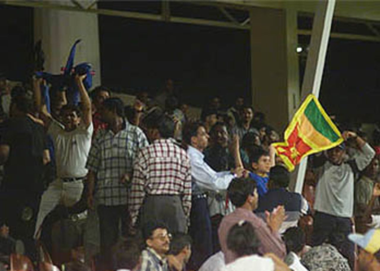 A delighted Sri Lankan fan section of the crowd, Coca-Cola Champions Trophy, 2000/01, Final, India v Sri Lanka, Sharjah C.A. Stadium, 29 October 2000.