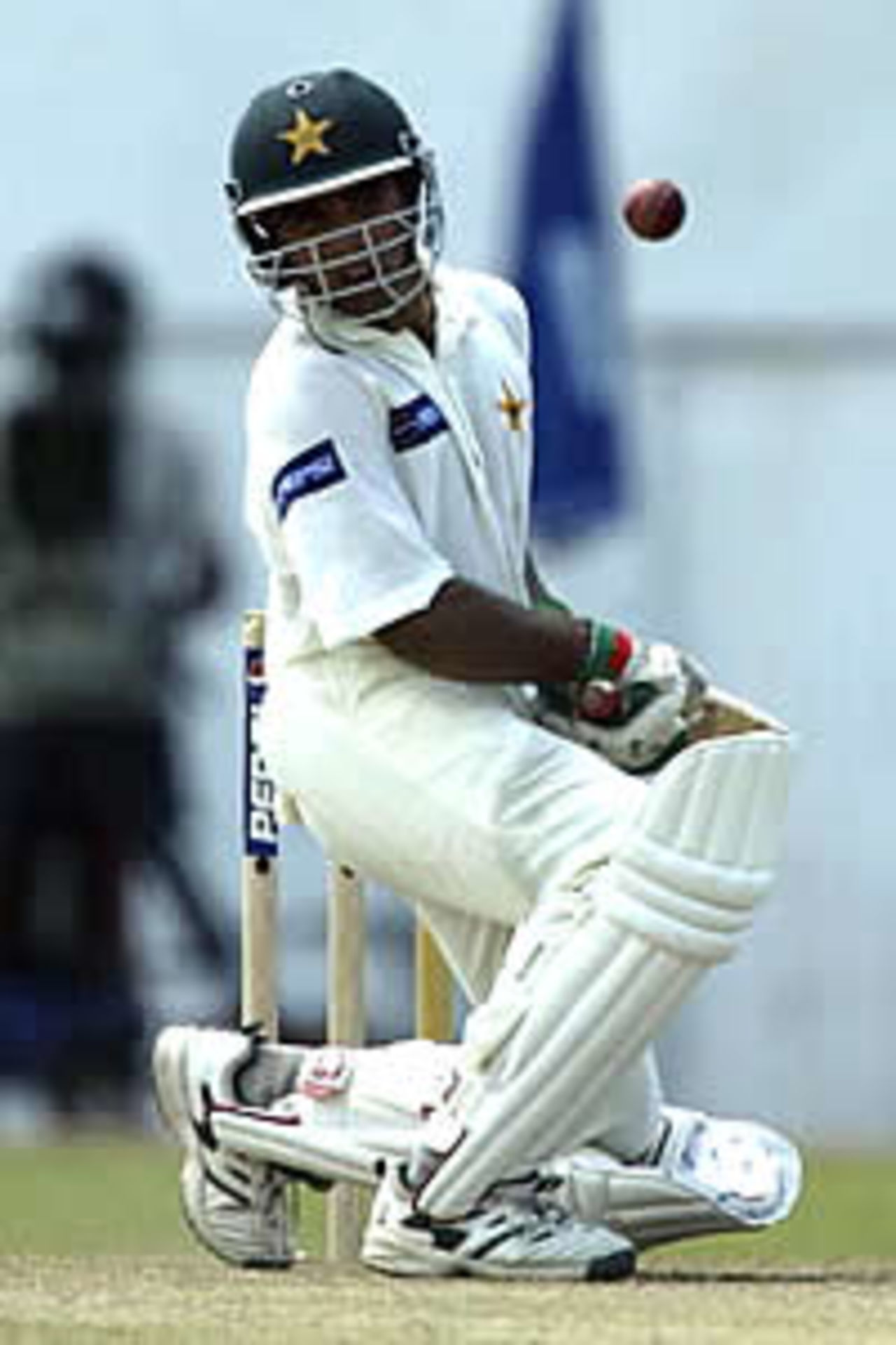 COLOMBO - OCTOBER 6: Taufeeq Umar of Pakistan dodges a bouncer from Brett Lee of Australia during the second session of the fourth day of the first test match between Pakistan and Australia at the P.Saravanamuttu Stadium in Colombo, Sri Lanka on October 6, 2002.