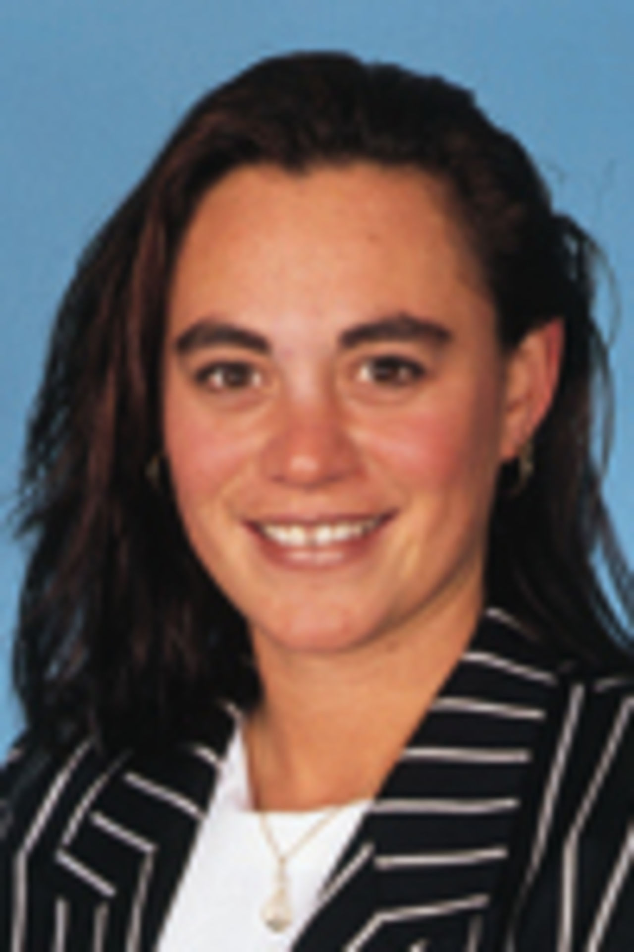 Portrait of Maia Lewis, New Zealand women's player in the 1997/98 season.