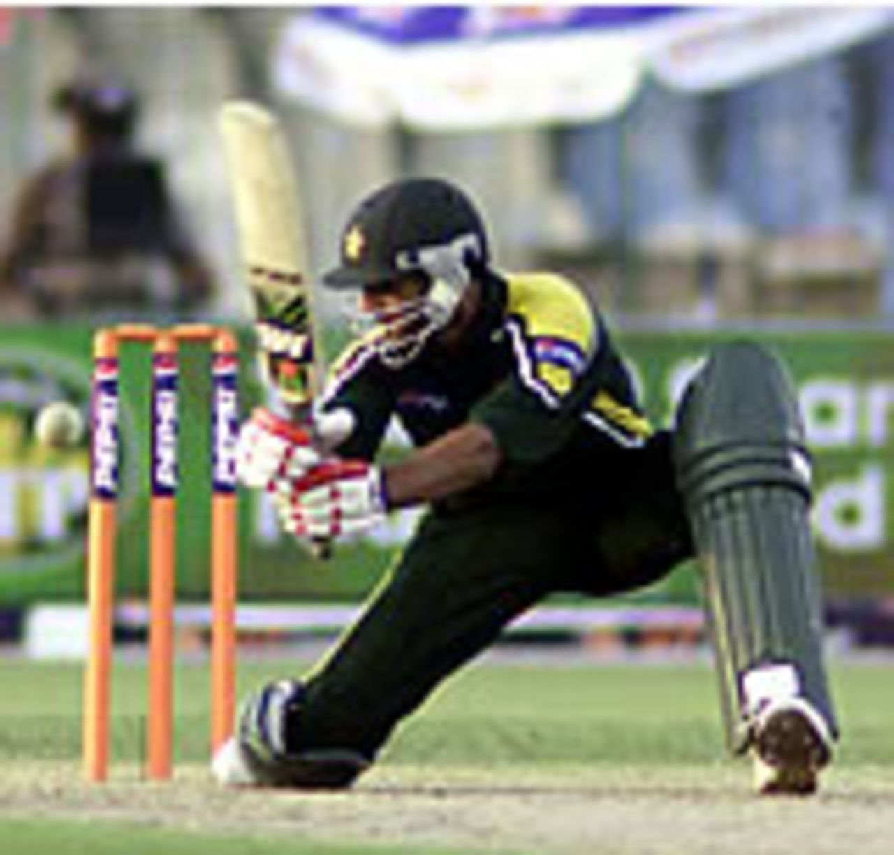 Shoaib Malik with a square drive, Lahore, Ist ODI, Pakistan v South Africa, 3 October 2003