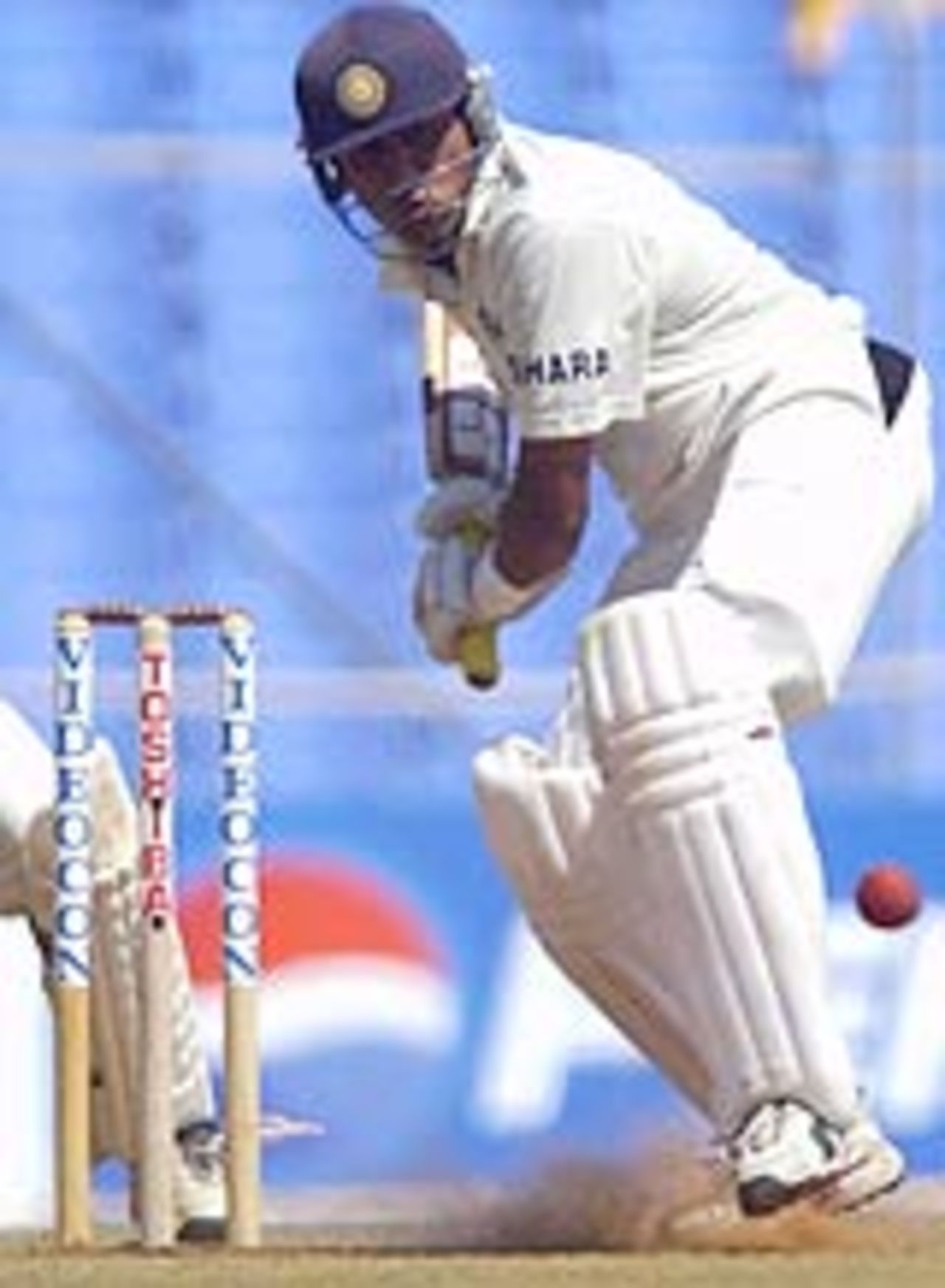 Aakash Chopra in action against New Zealand in the first day of the first Test at Ahmedabad, October 8, 2003