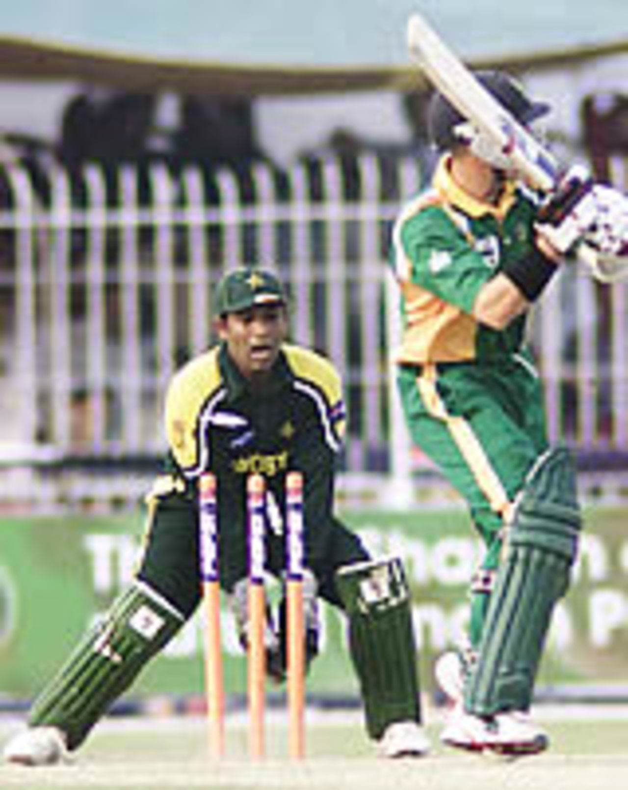 Boeta Dippenaar misses a fulltoss bowled by Mohammad Hafeez, Pakistan v South Africa, 3rd ODI, Faisalabad, October 7, 2003.
