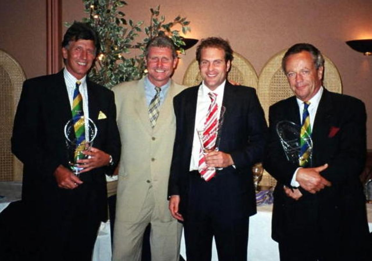 1st prize winners: Haycock Holdings. Chris Haycock, Colin Patterson, Edward Haycock, with Robin.  (John Crawley was their 4th team member!)